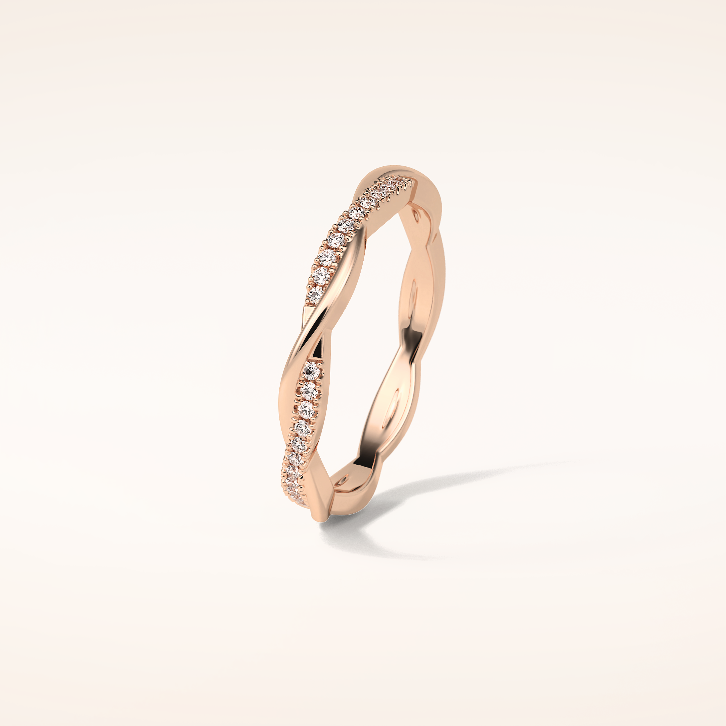 0.16 Round Shaped Moissanite Twisted Shank Wedding Band