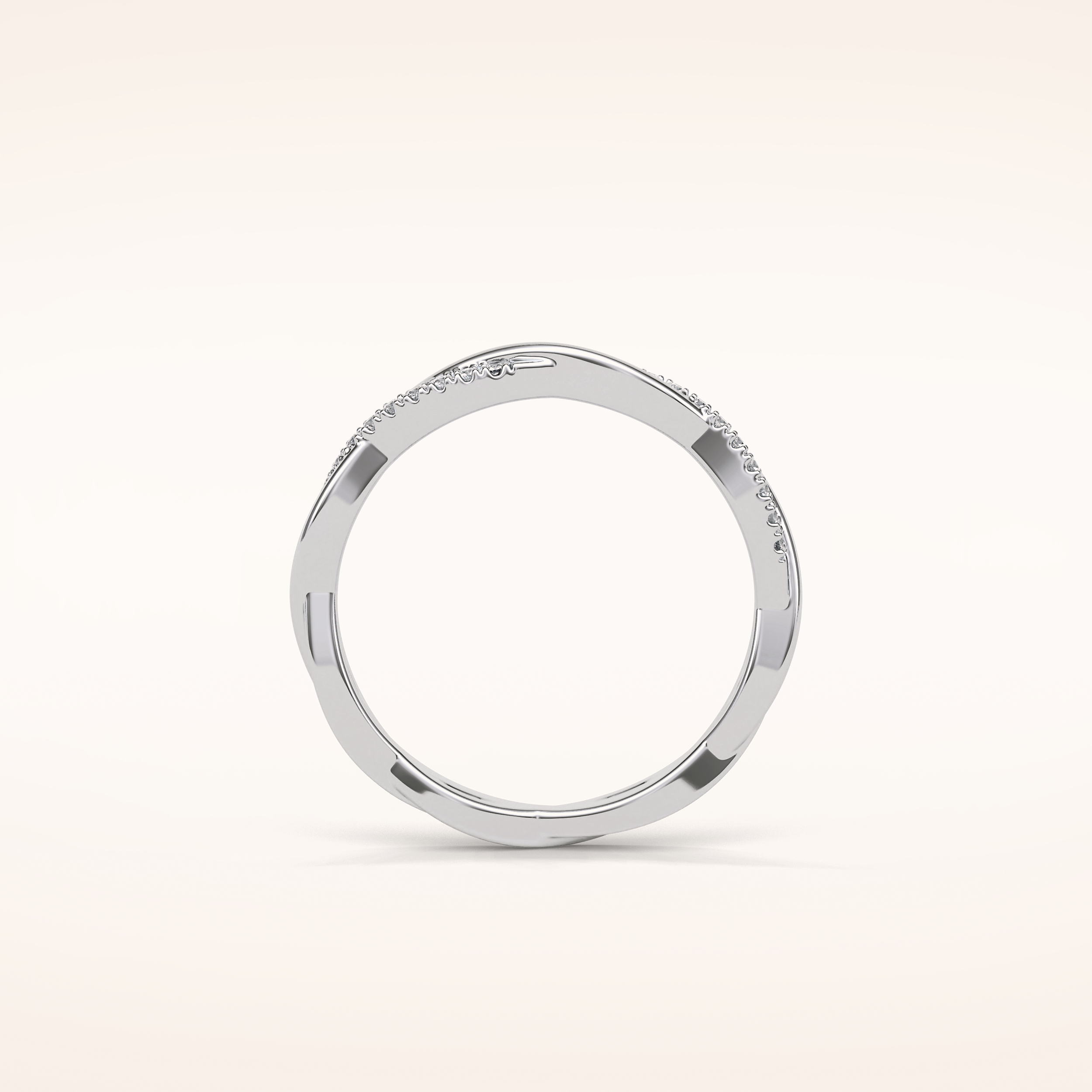 0.16 Round Shaped Moissanite Twisted Shank Wedding Band