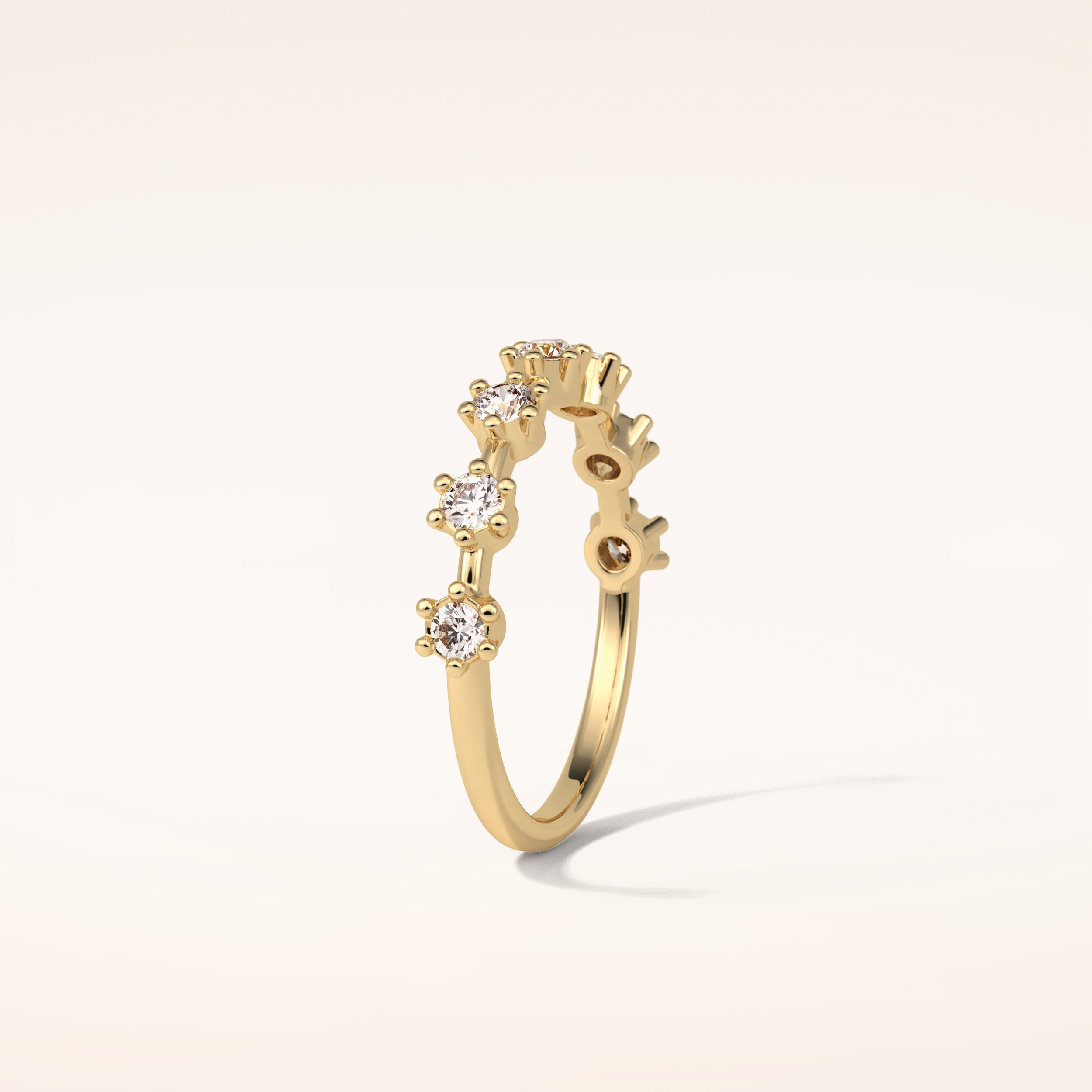 0.49 Round Shaped Moissanite Seven Stone Wedding Band