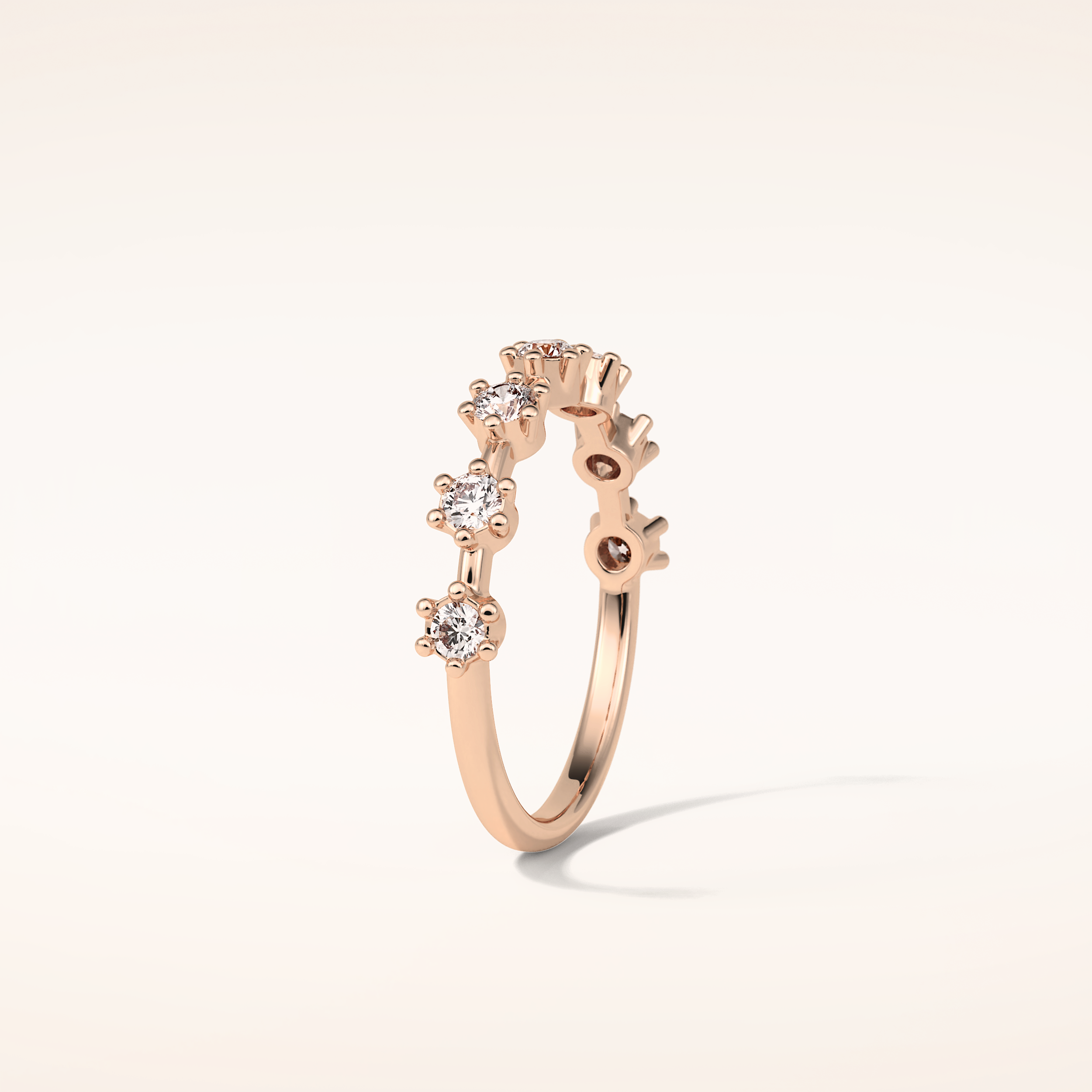 0.49 Round Shaped Moissanite Seven Stone Wedding Band