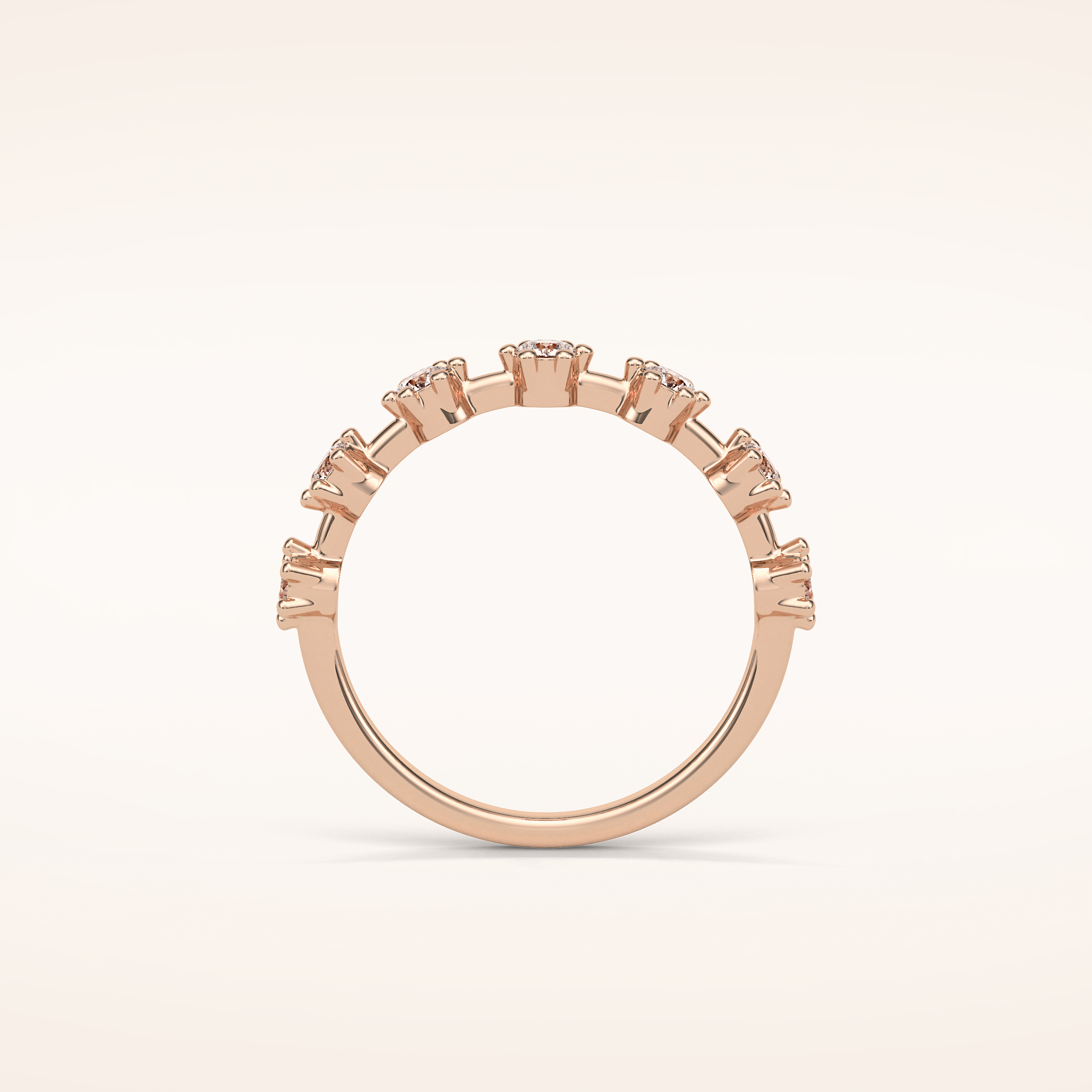 0.49 Round Shaped Moissanite Seven Stone Wedding Band