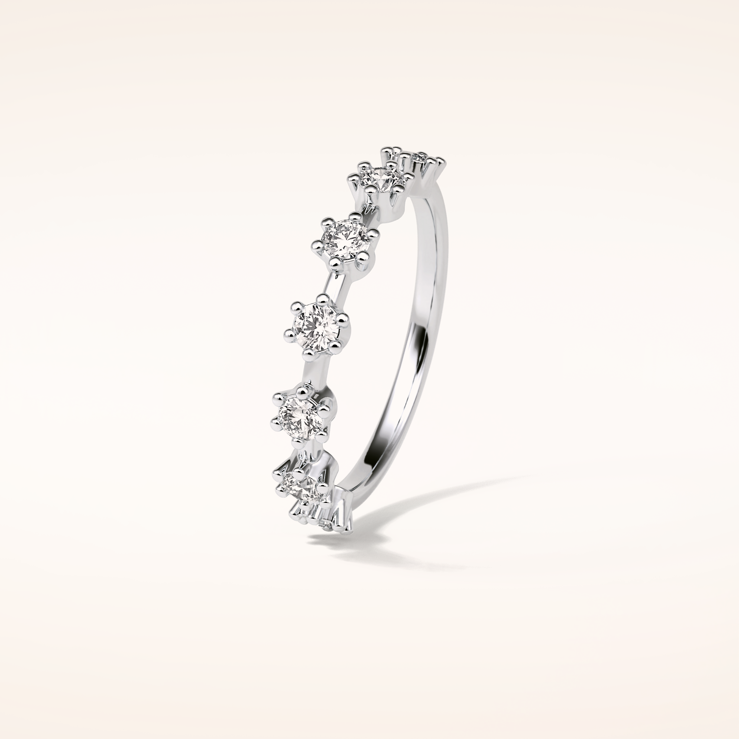 0.49 Round Shaped Moissanite Seven Stone Wedding Band