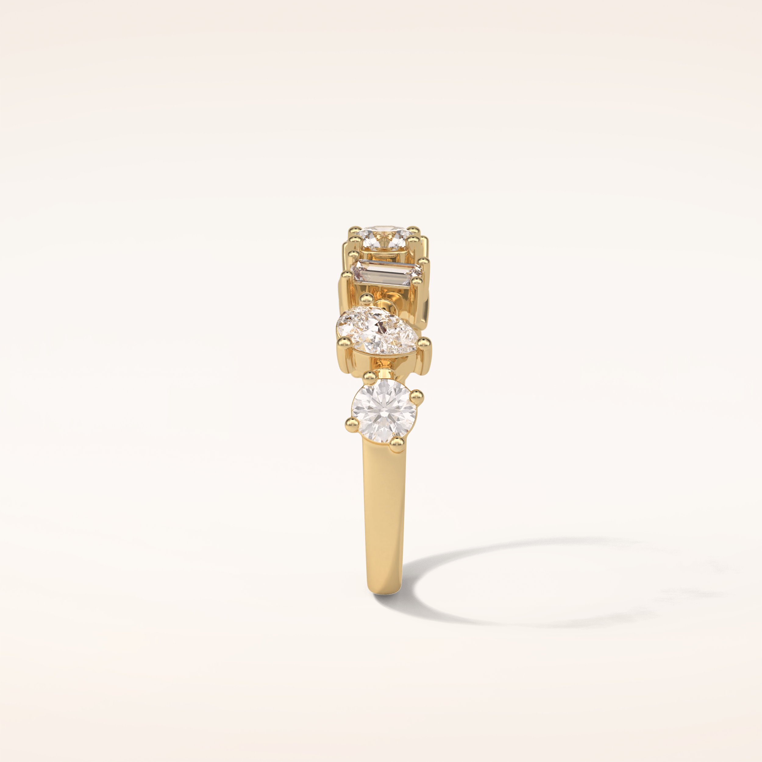 1.4 Pear, Baguette & Round Shaped Moissanite Seven Stone Wedding Band