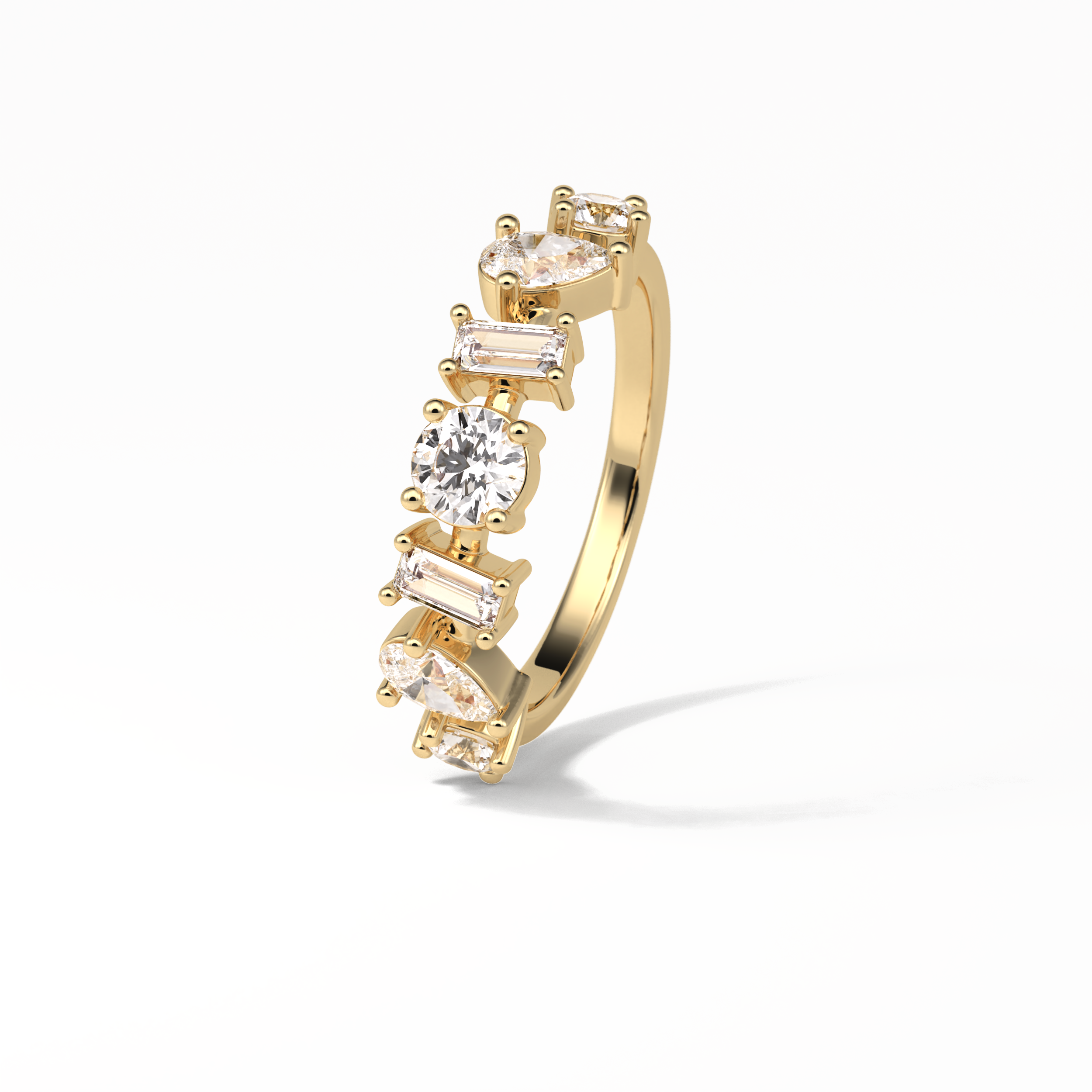 1.4 TCW Pear, Baguette & Round Shaped Wedding Band 13