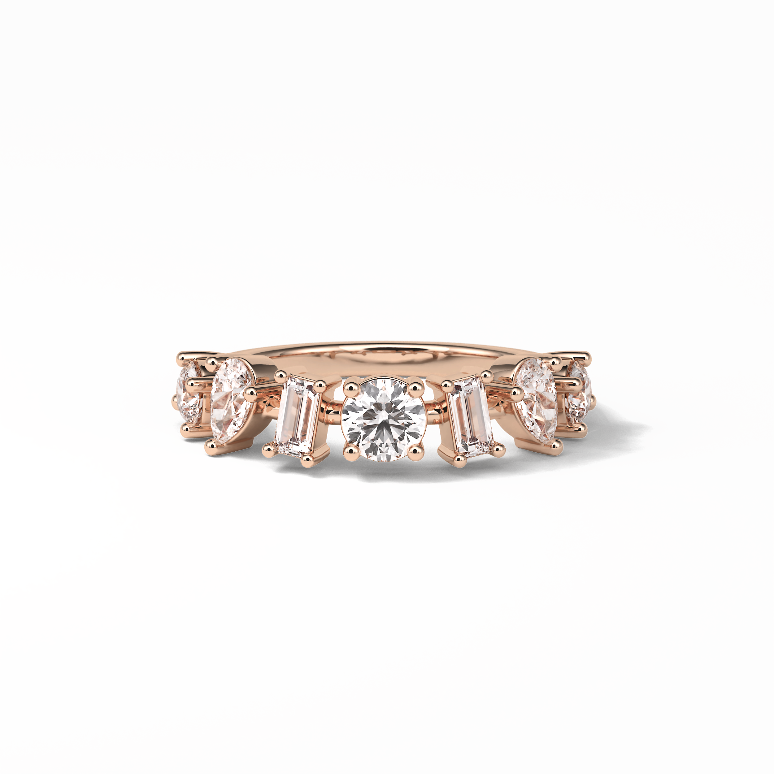 1.4 TCW Pear, Baguette & Round Shaped Wedding Band 15