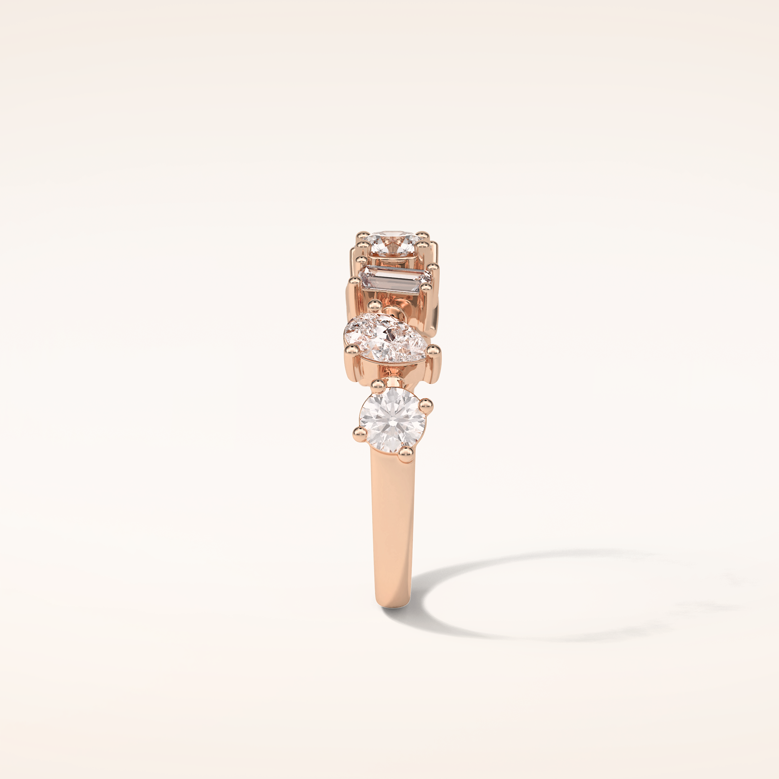 1.4 Pear, Baguette & Round Shaped Moissanite Seven Stone Wedding Band