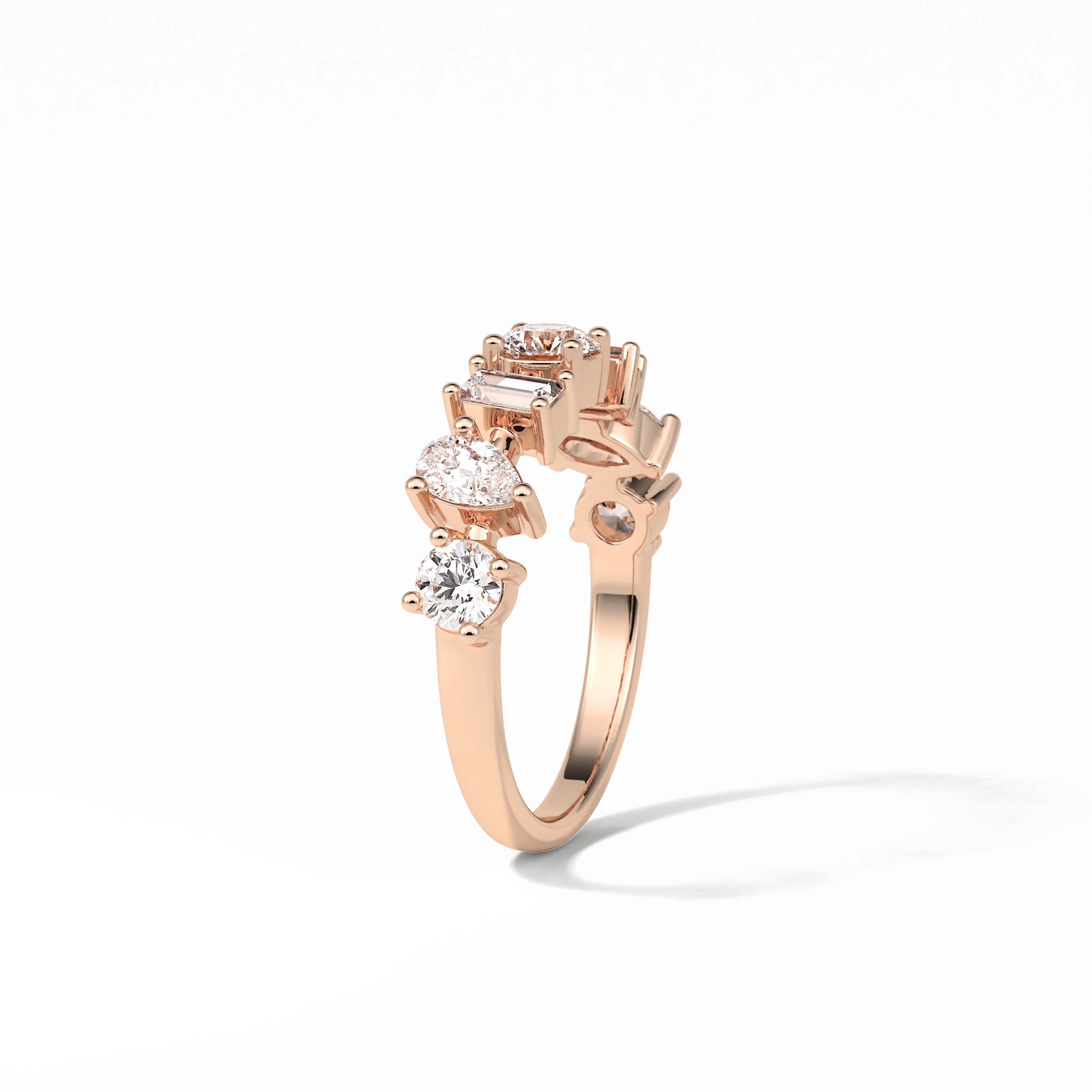 1.4 TCW Pear, Baguette & Round Shaped Wedding Band 19