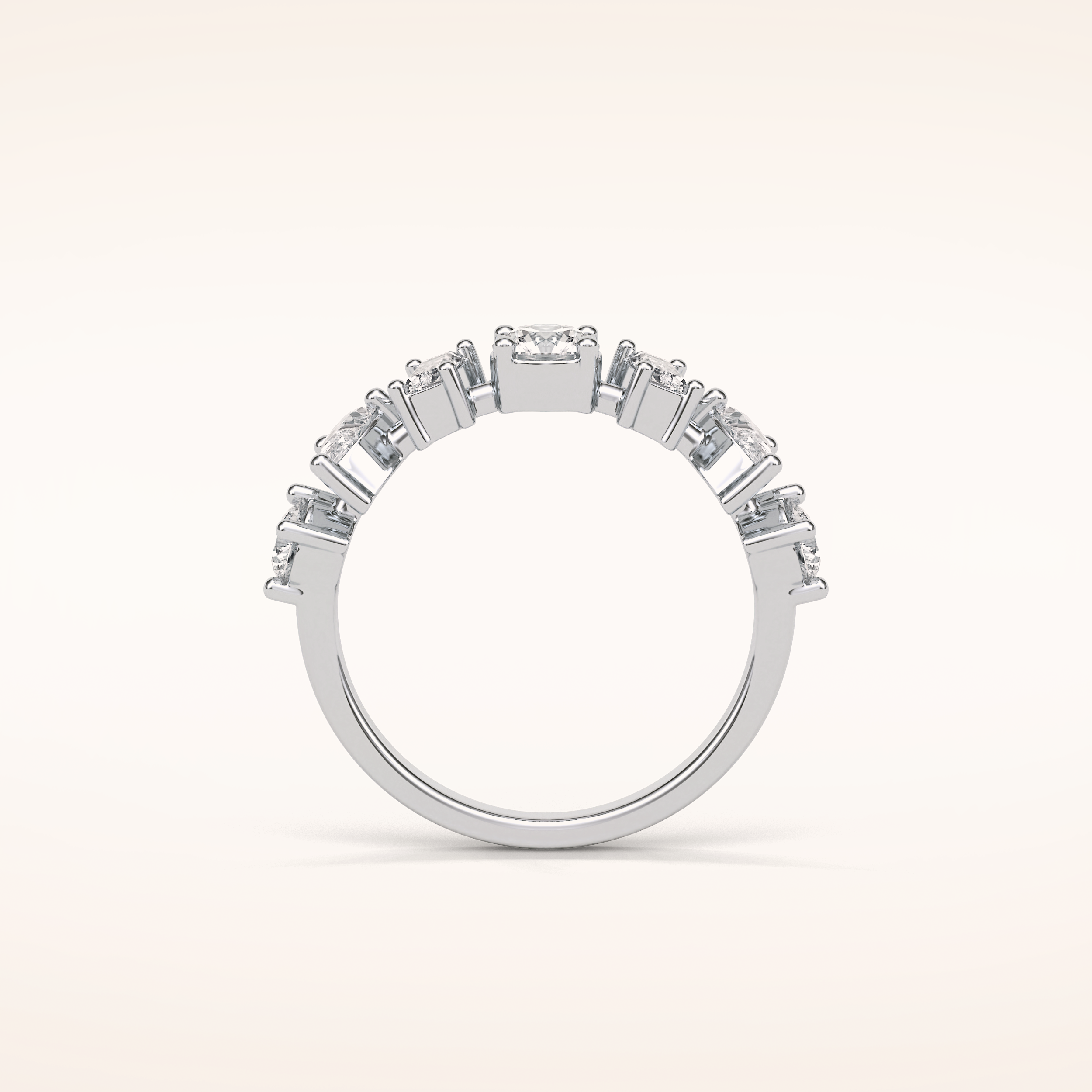 1.4 Pear, Baguette & Round Shaped Moissanite Seven Stone Wedding Band