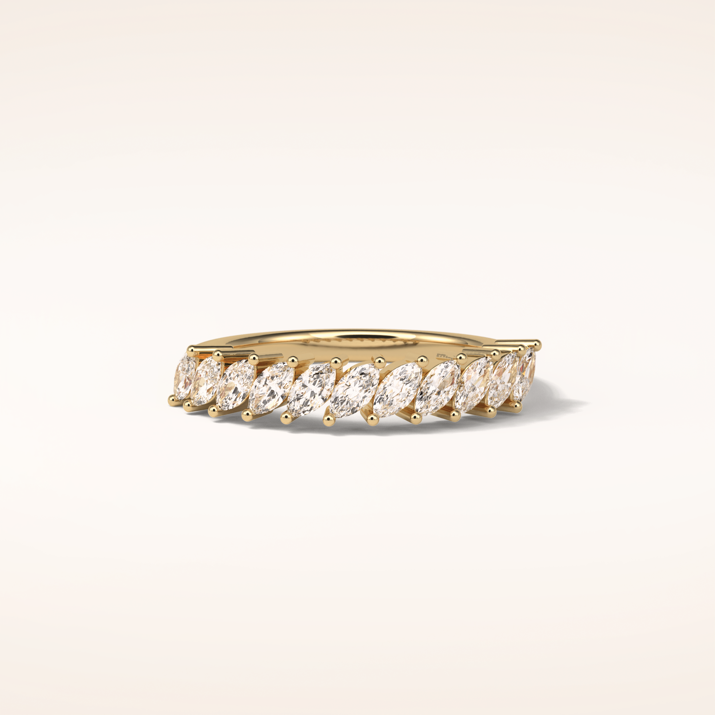 0.78 Marquise Shaped Moissanite Half Eternity Wedding Band
