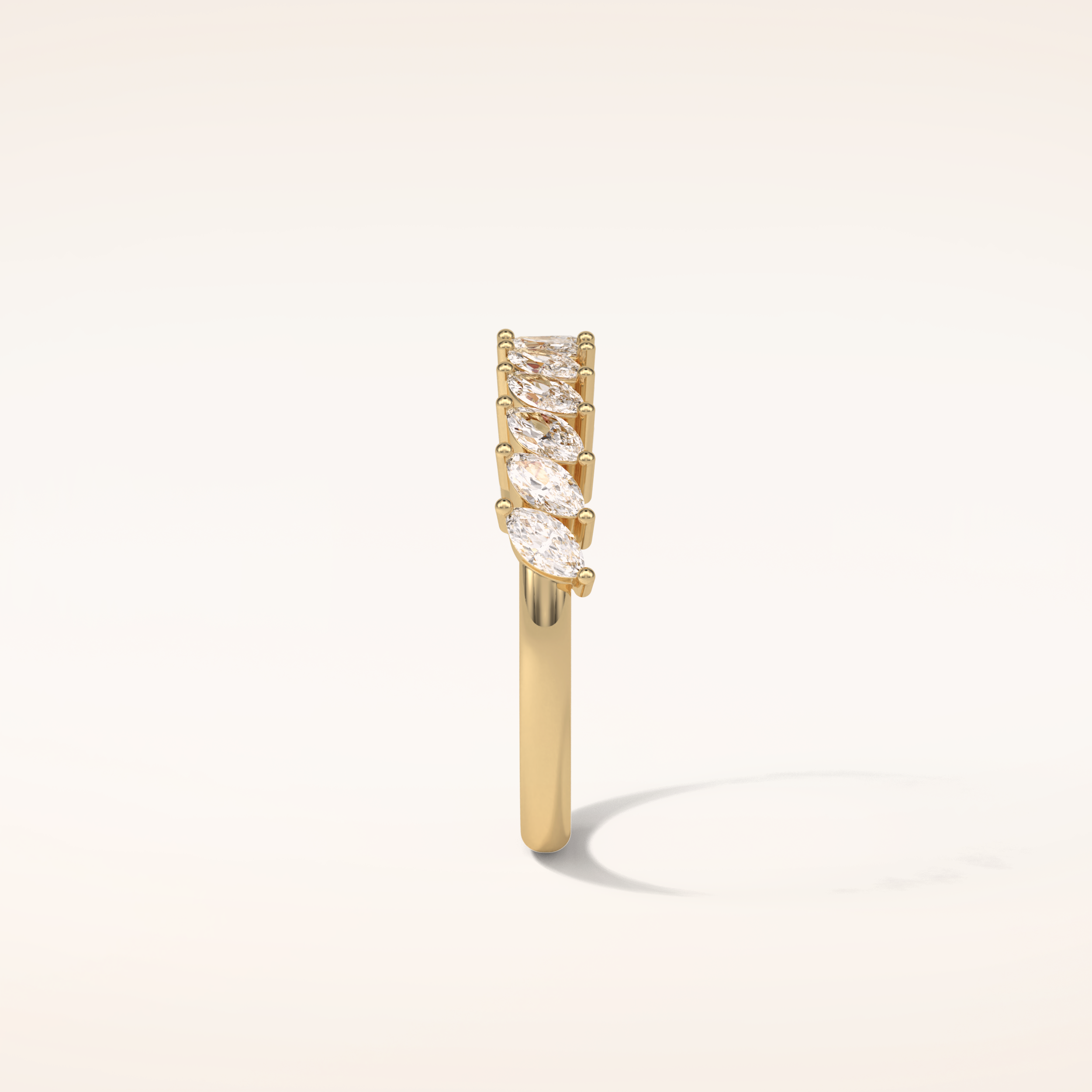 0.78 Marquise Shaped Moissanite Half Eternity Wedding Band