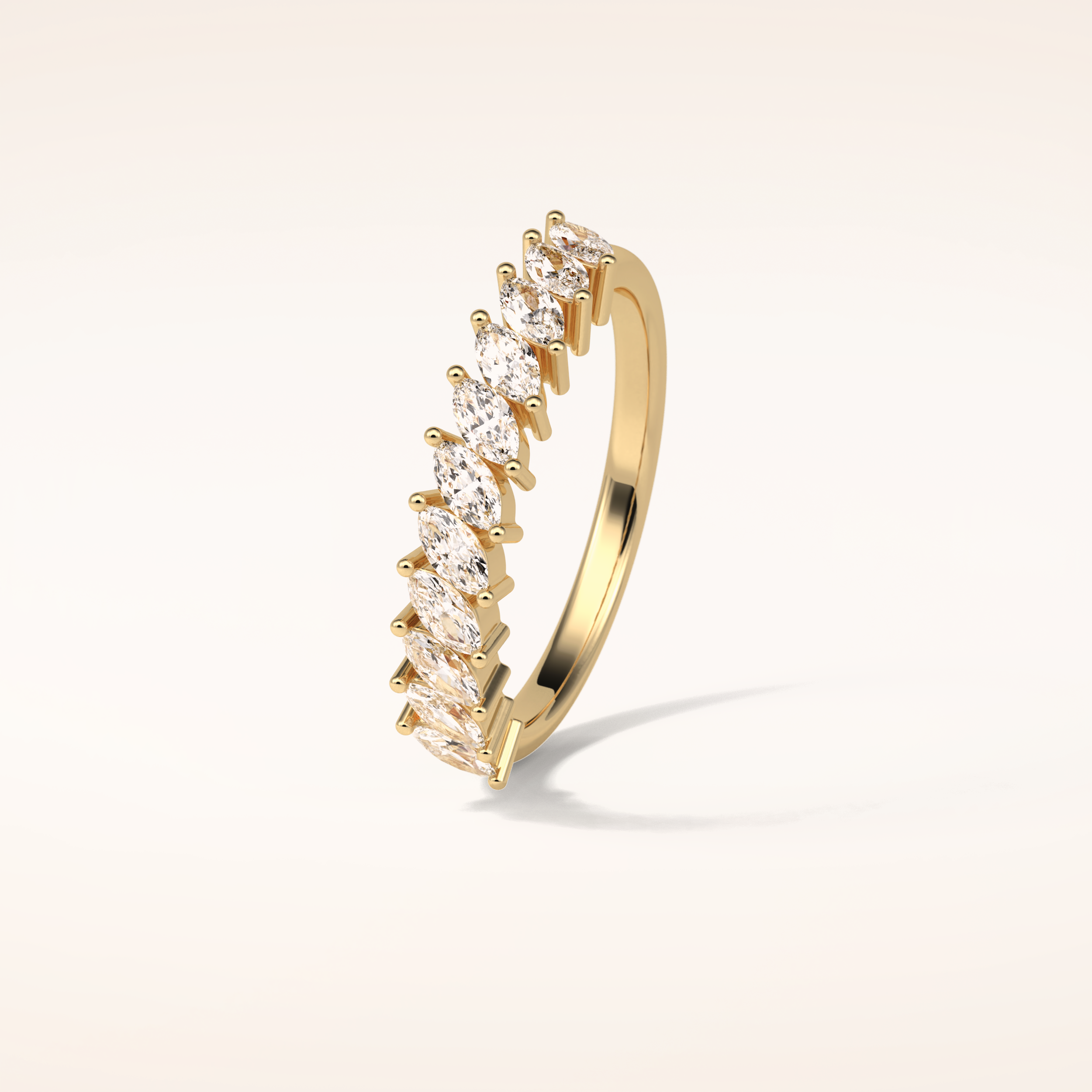 0.78 Marquise Shaped Moissanite Half Eternity Wedding Band