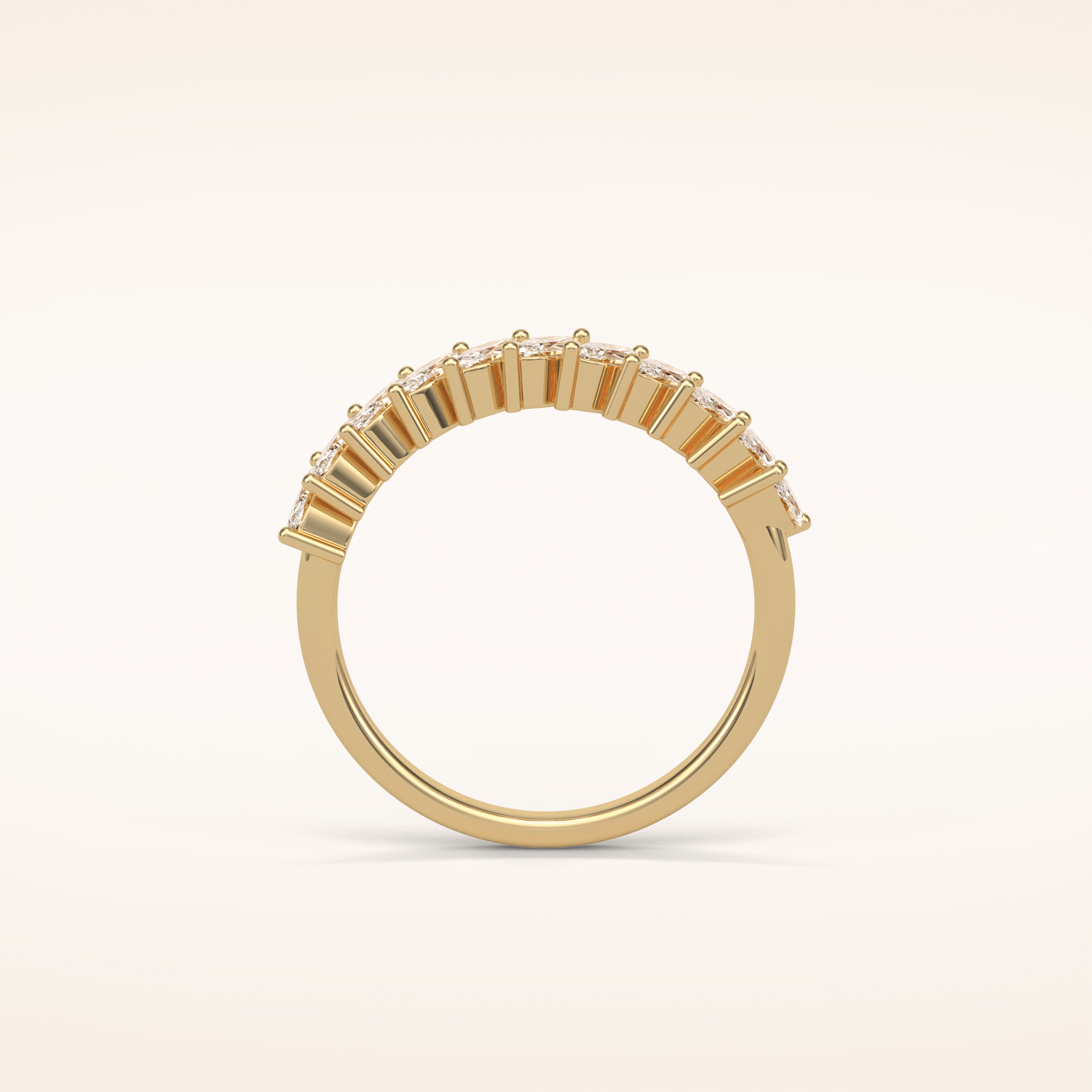 0.78 Marquise Shaped Moissanite Half Eternity Wedding Band