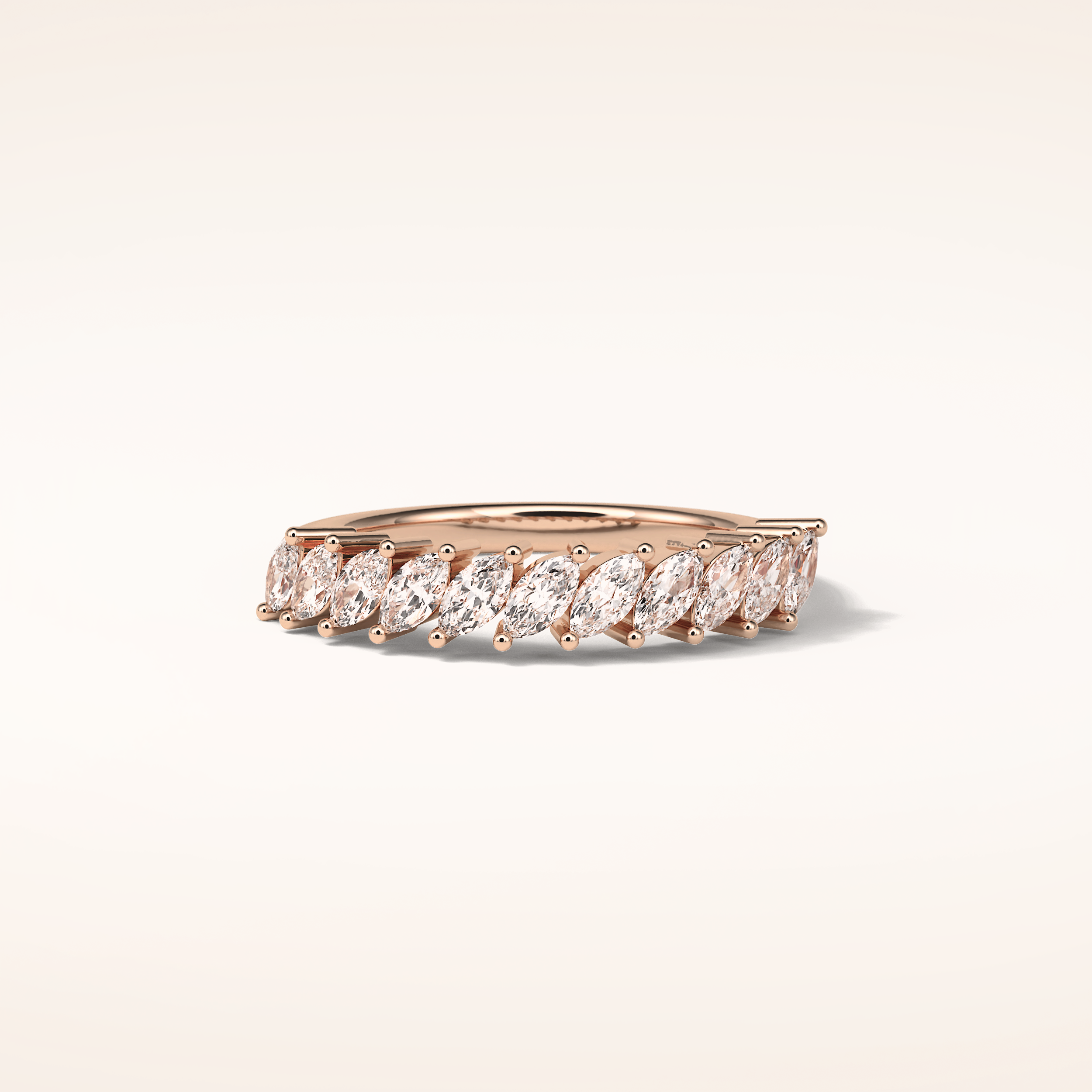 0.78 Marquise Shaped Moissanite Half Eternity Wedding Band