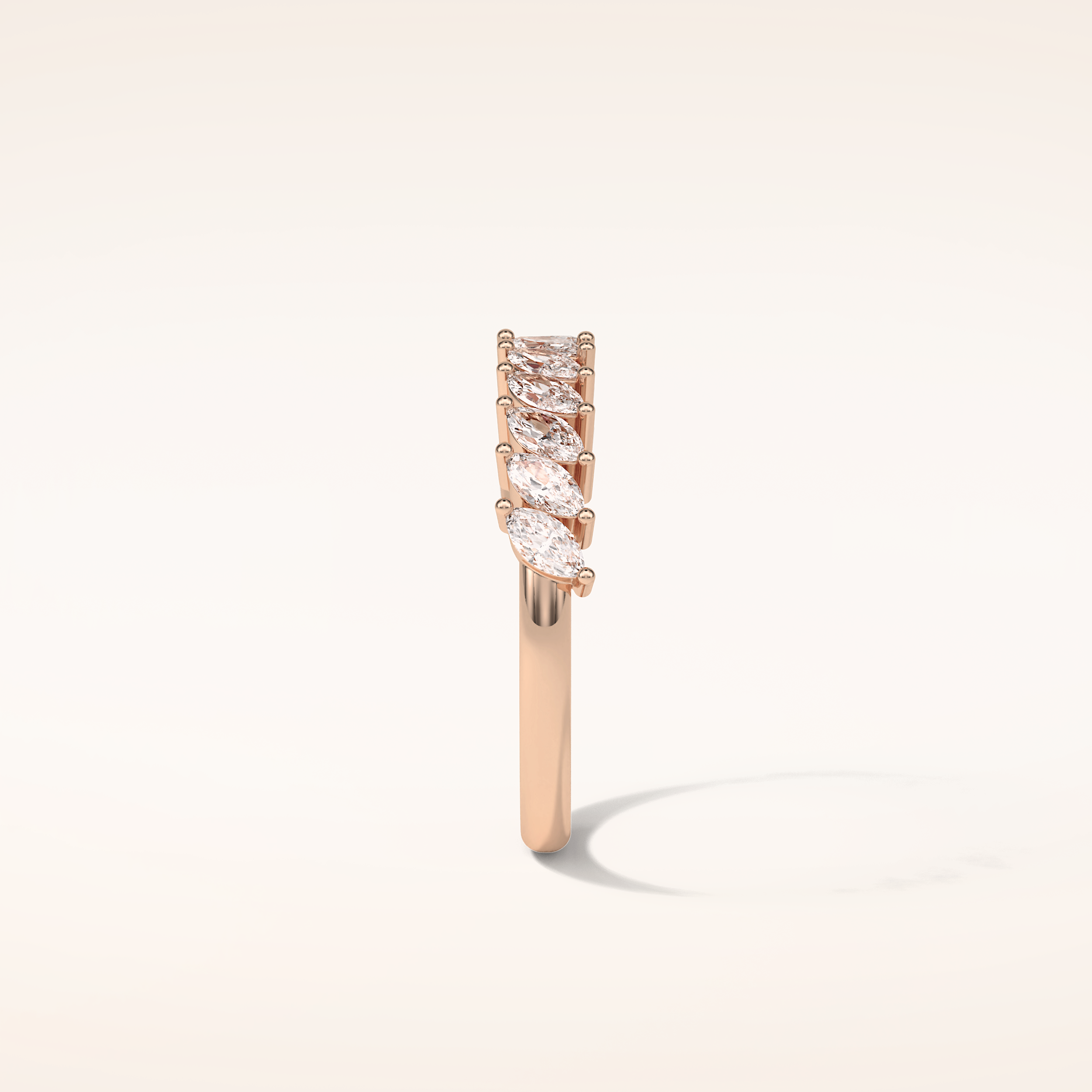 0.78 Marquise Shaped Moissanite Half Eternity Wedding Band