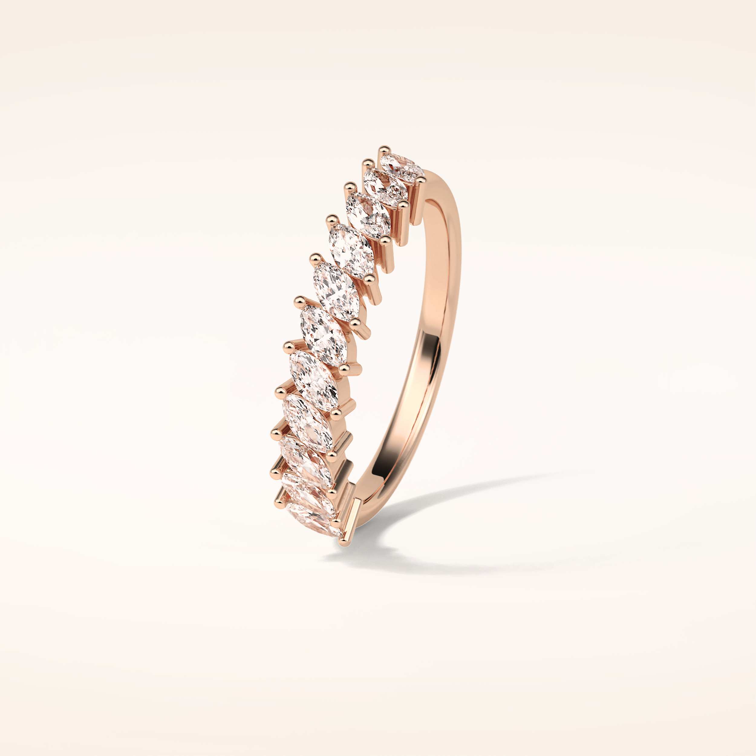 0.78 Marquise Shaped Moissanite Half Eternity Wedding Band