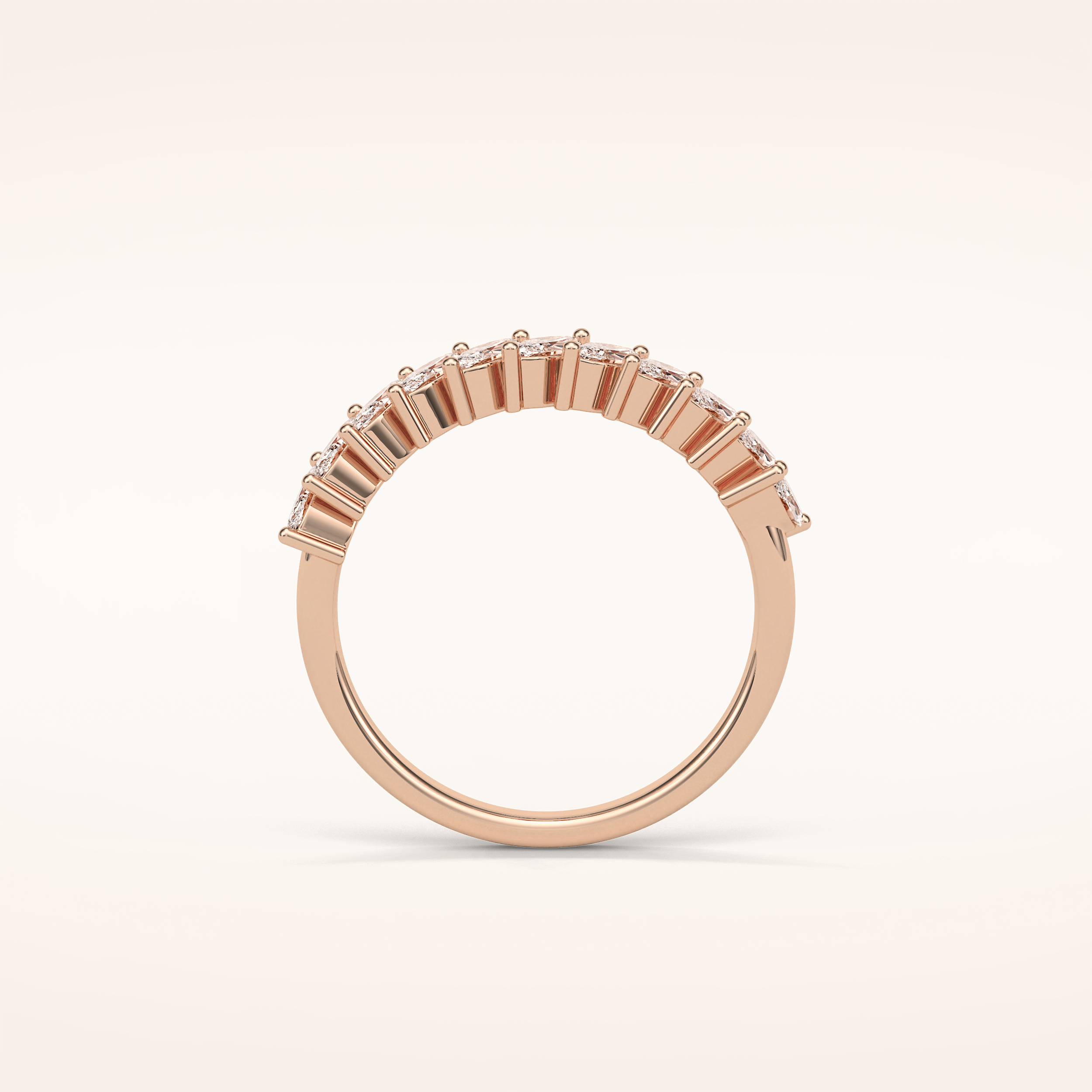 0.78 Marquise Shaped Moissanite Half Eternity Wedding Band