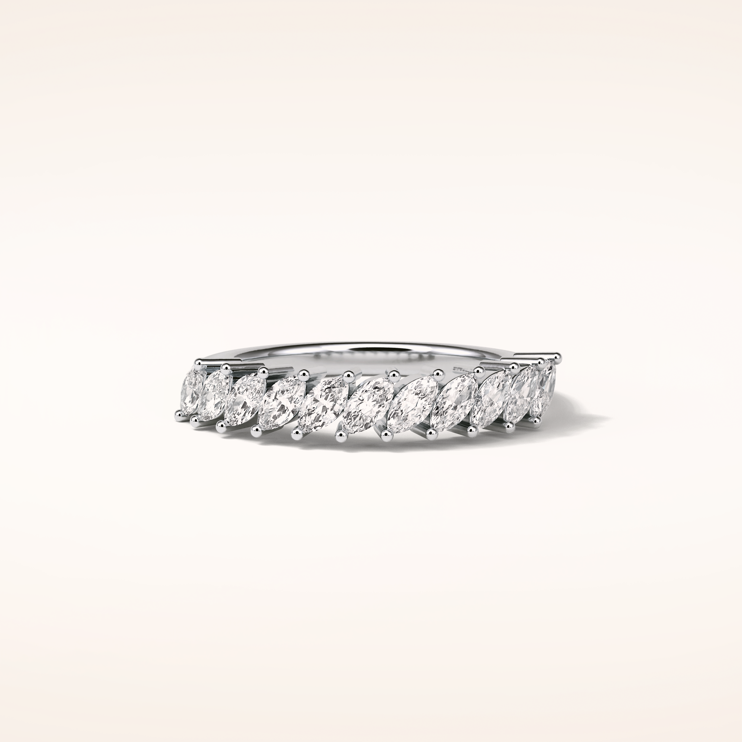 0.78 Marquise Shaped Moissanite Half Eternity Wedding Band