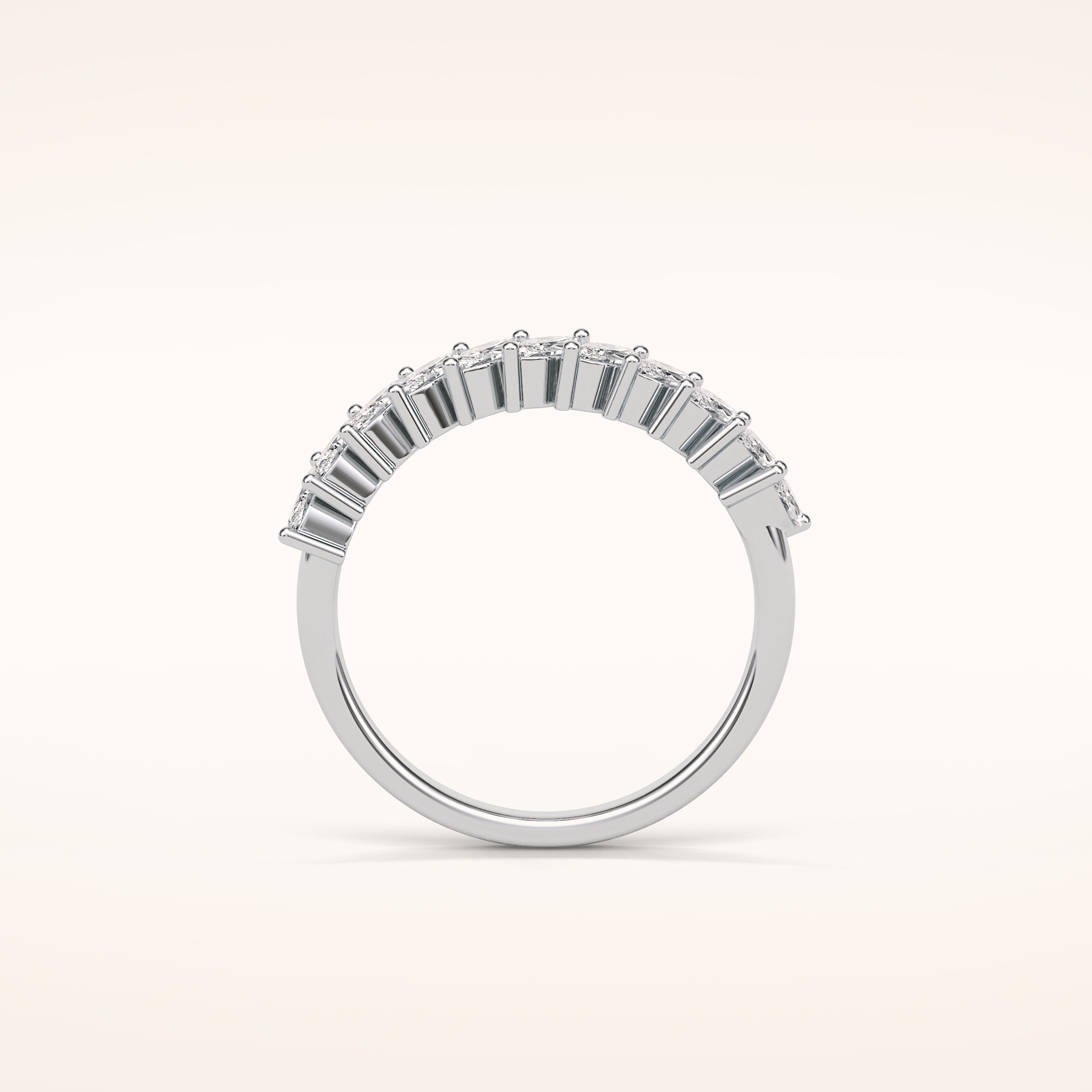 0.78 Marquise Shaped Moissanite Half Eternity Wedding Band