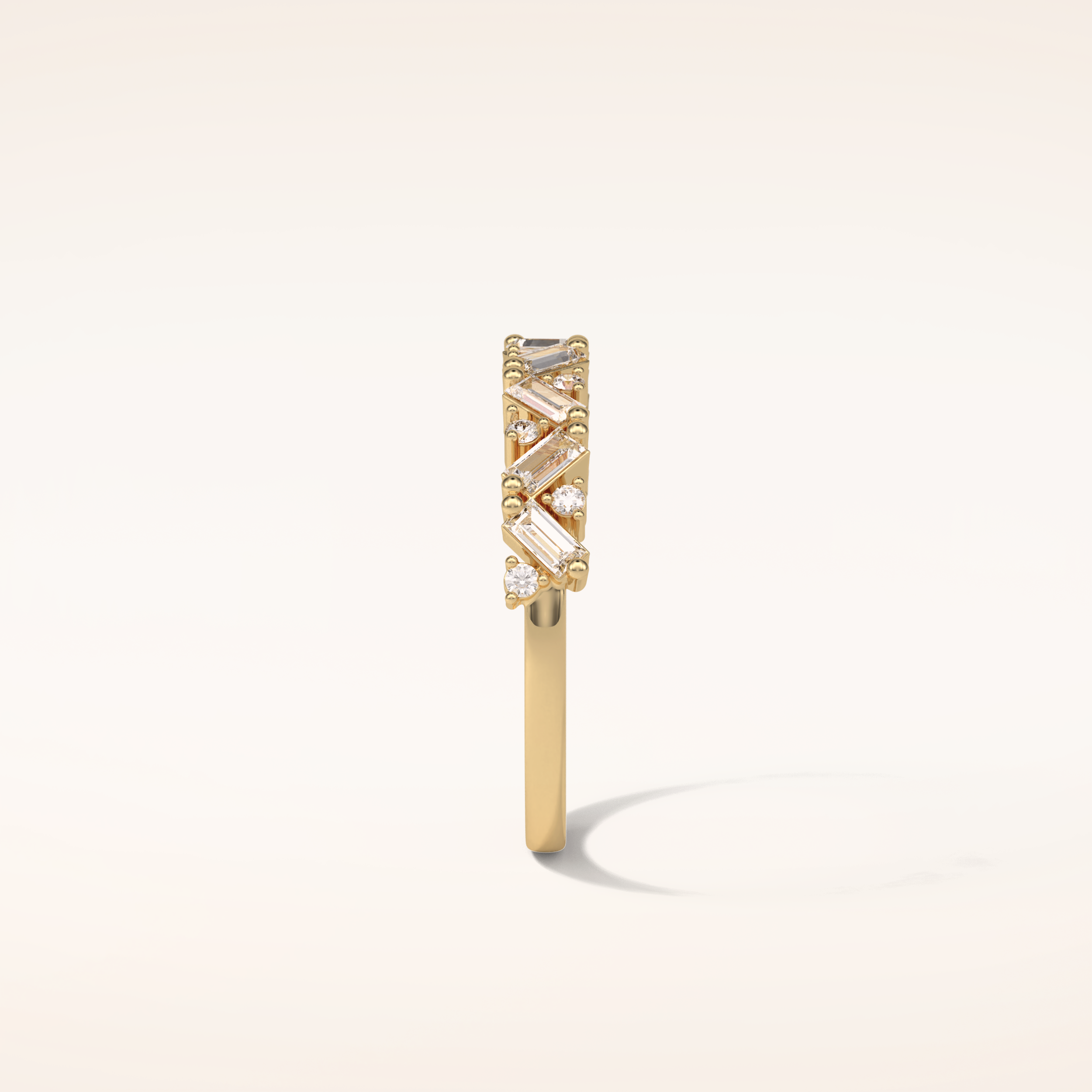 0.44 Baguette & Round Shaped Moissanite Half Eternity Wedding Band