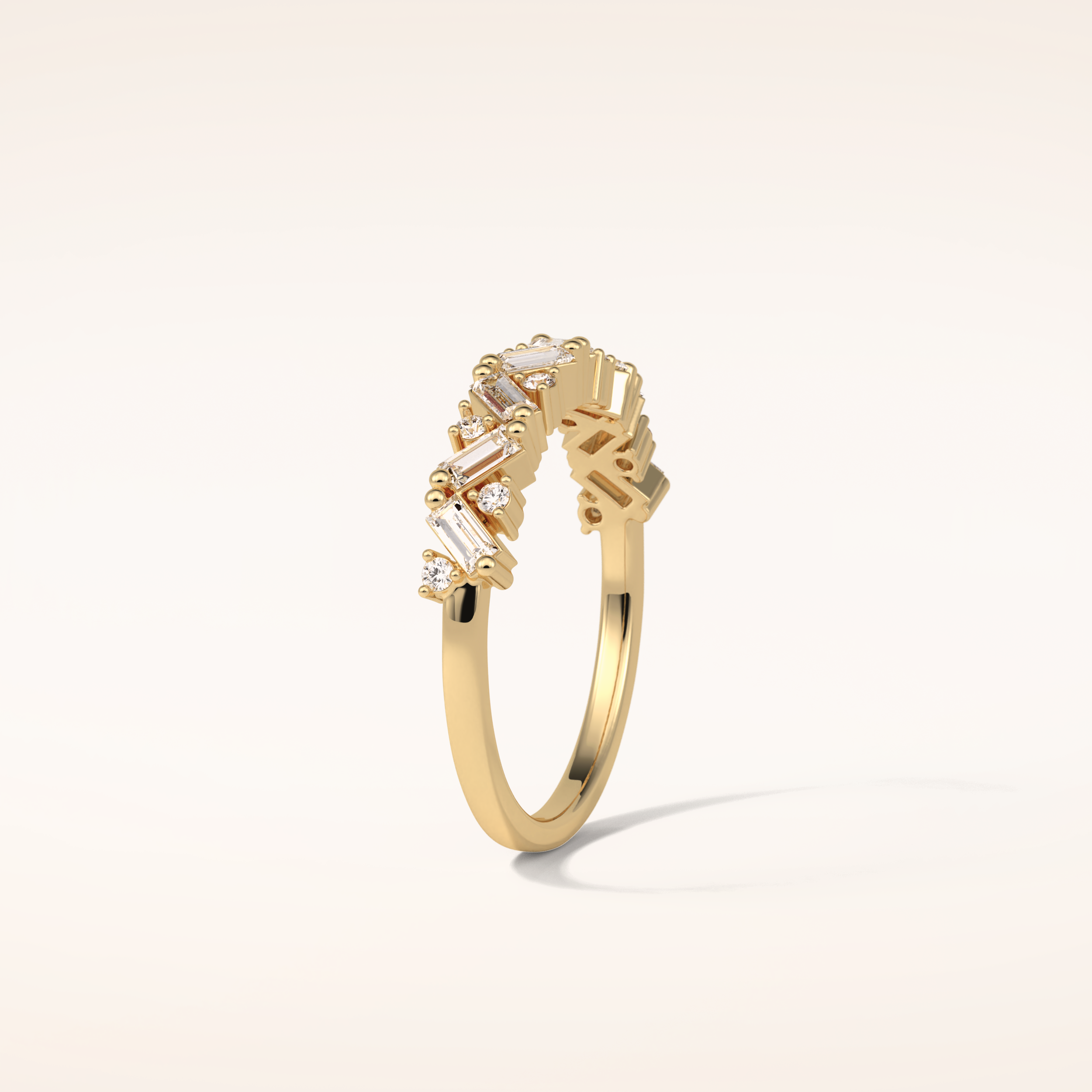 0.44 Baguette & Round Shaped Moissanite Half Eternity Wedding Band