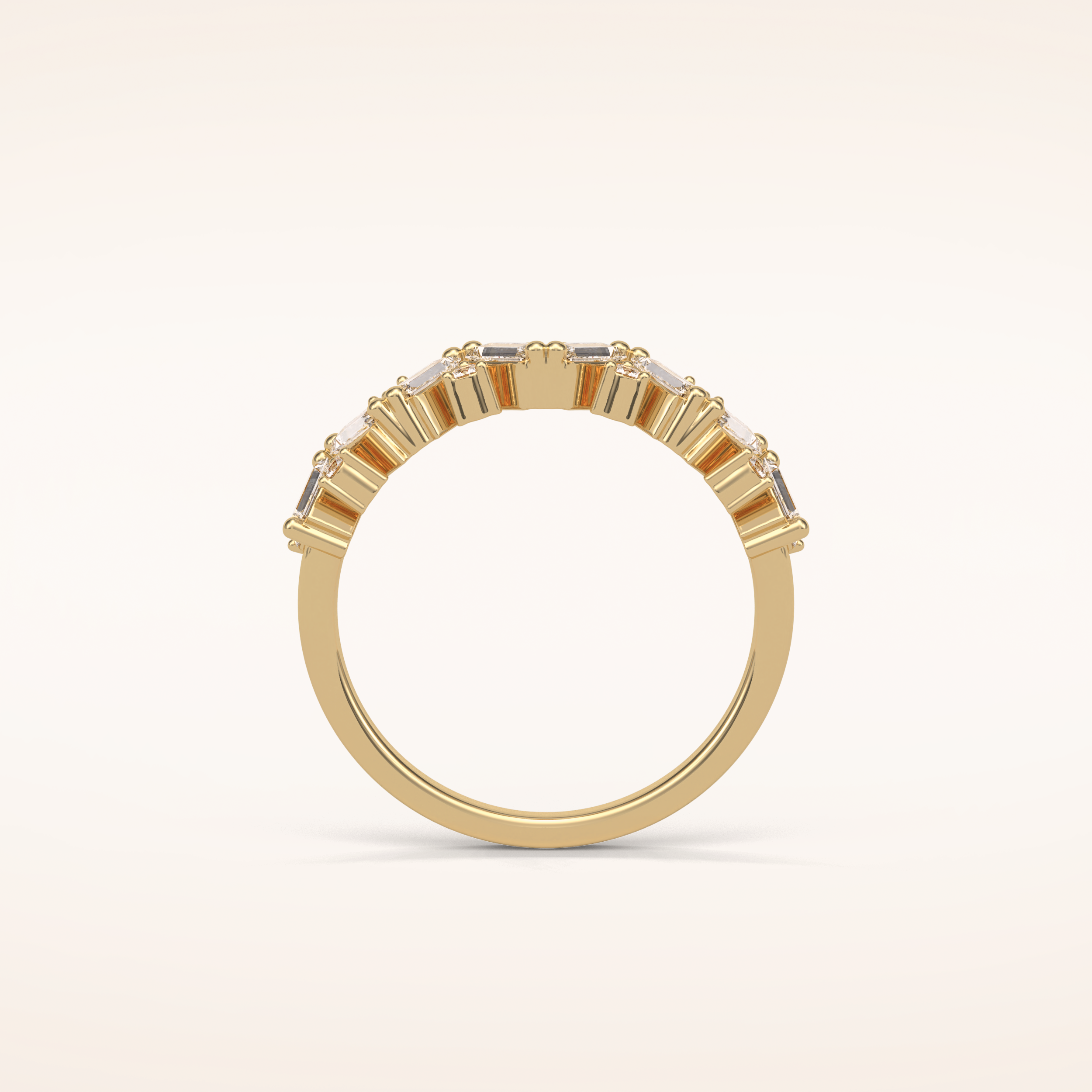 0.44 Baguette & Round Shaped Moissanite Half Eternity Wedding Band