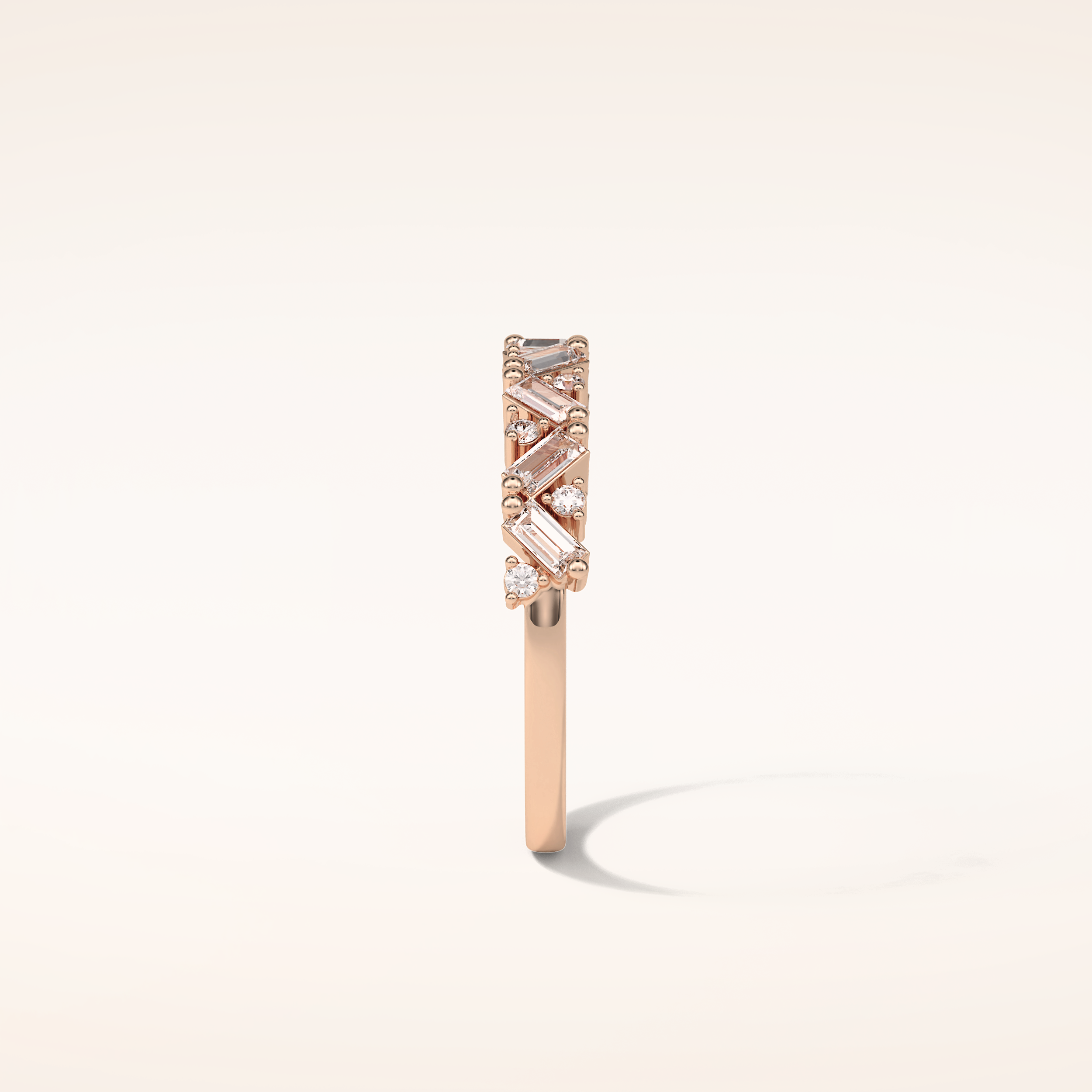 0.44 Baguette & Round Shaped Moissanite Half Eternity Wedding Band