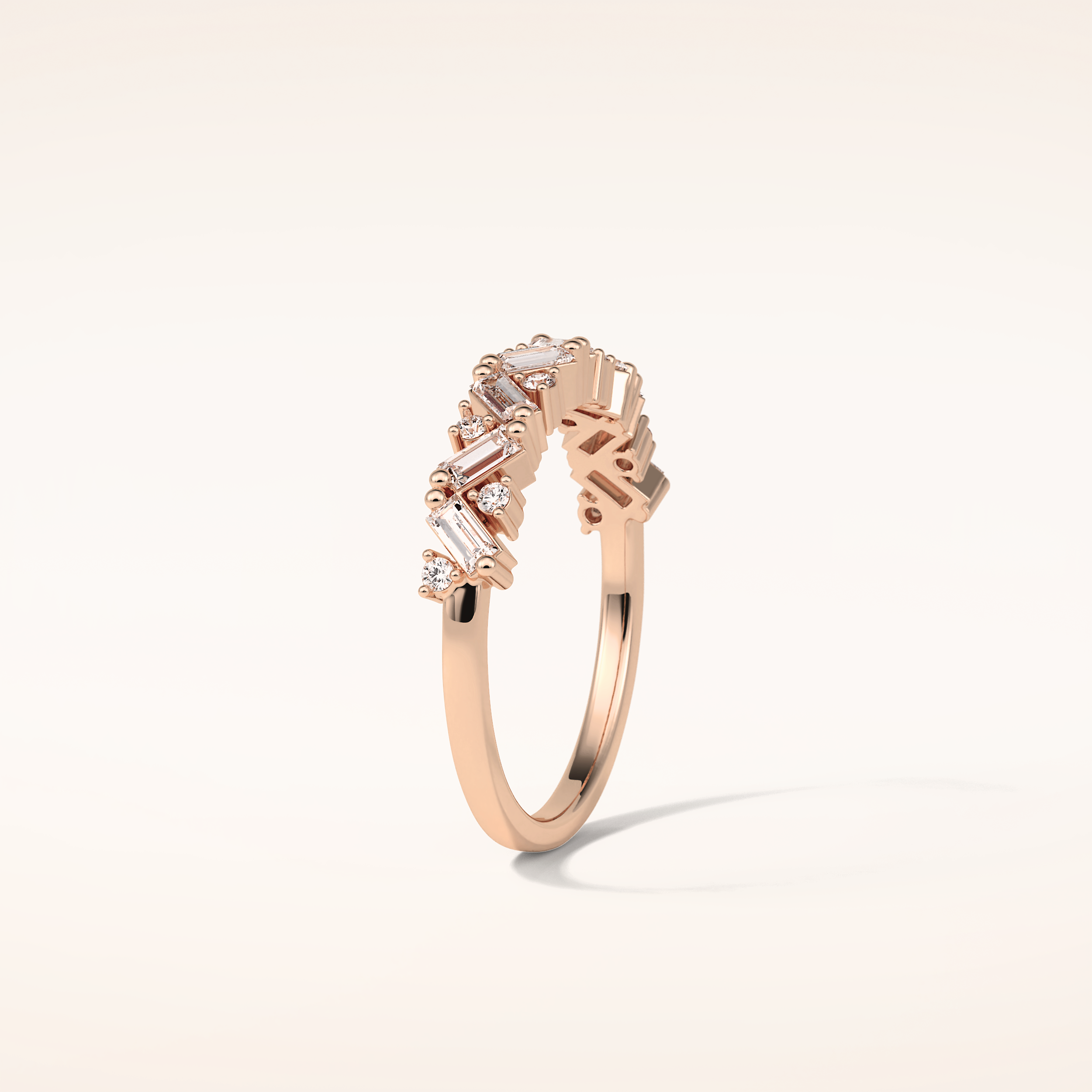 0.44 Baguette & Round Shaped Moissanite Half Eternity Wedding Band