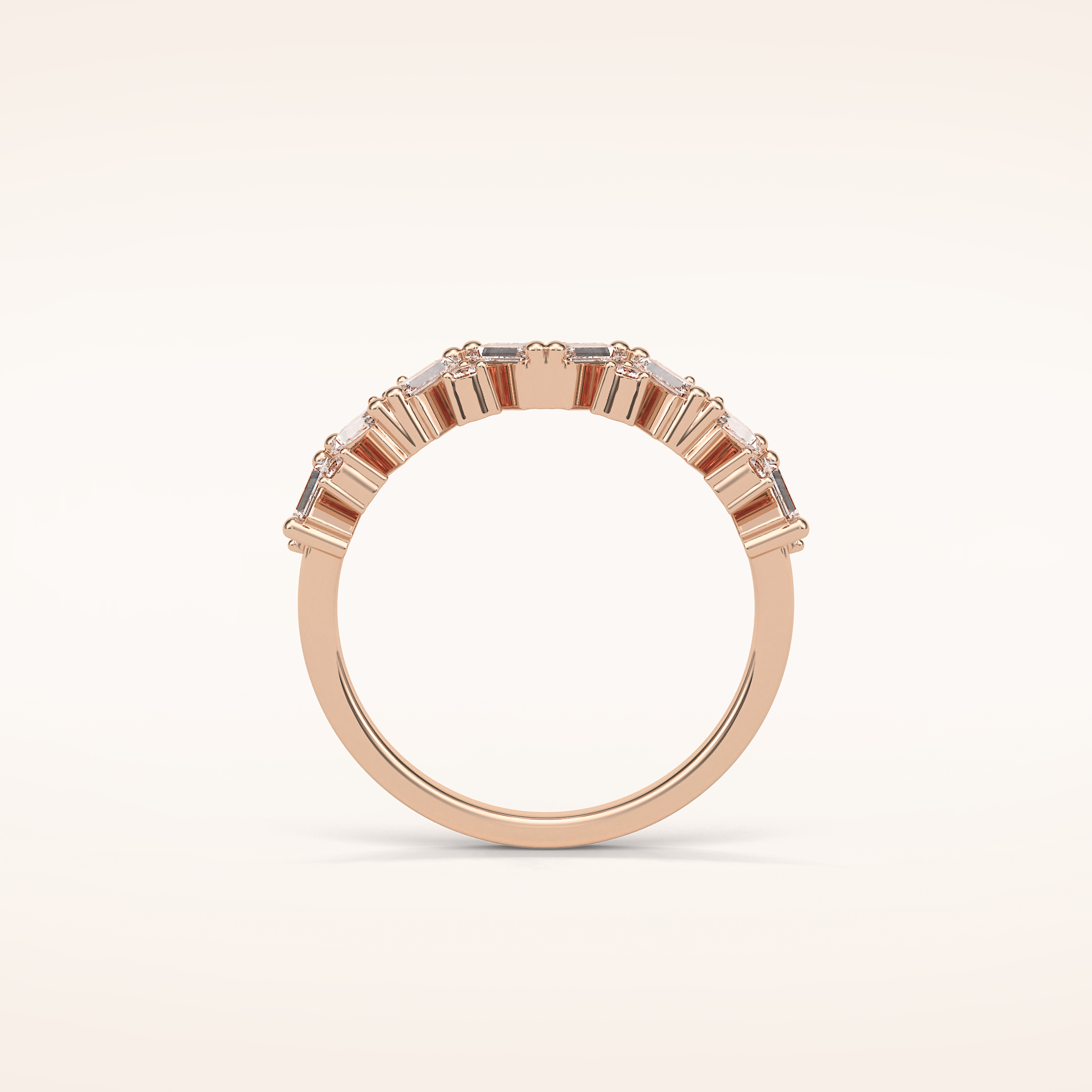 0.44 Baguette & Round Shaped Moissanite Half Eternity Wedding Band