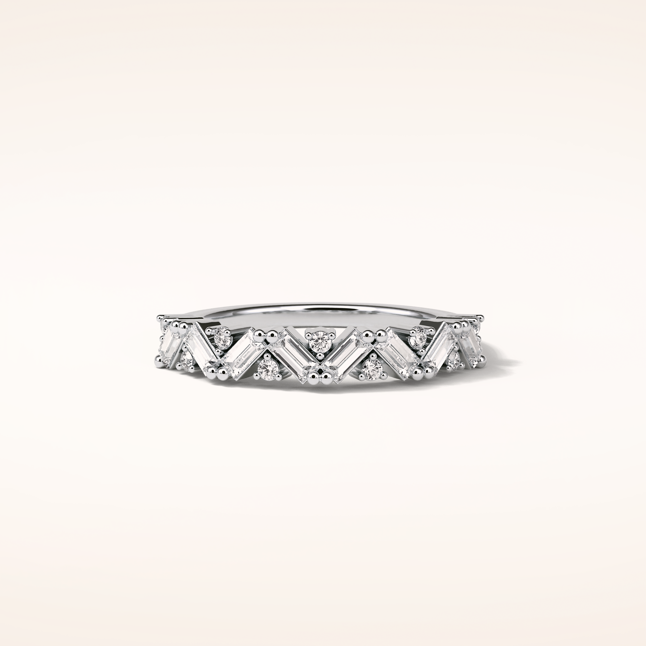 0.44 Baguette & Round Shaped Moissanite Half Eternity Wedding Band