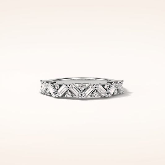 0.44 Baguette & Round Shaped Moissanite Half Eternity Wedding Band