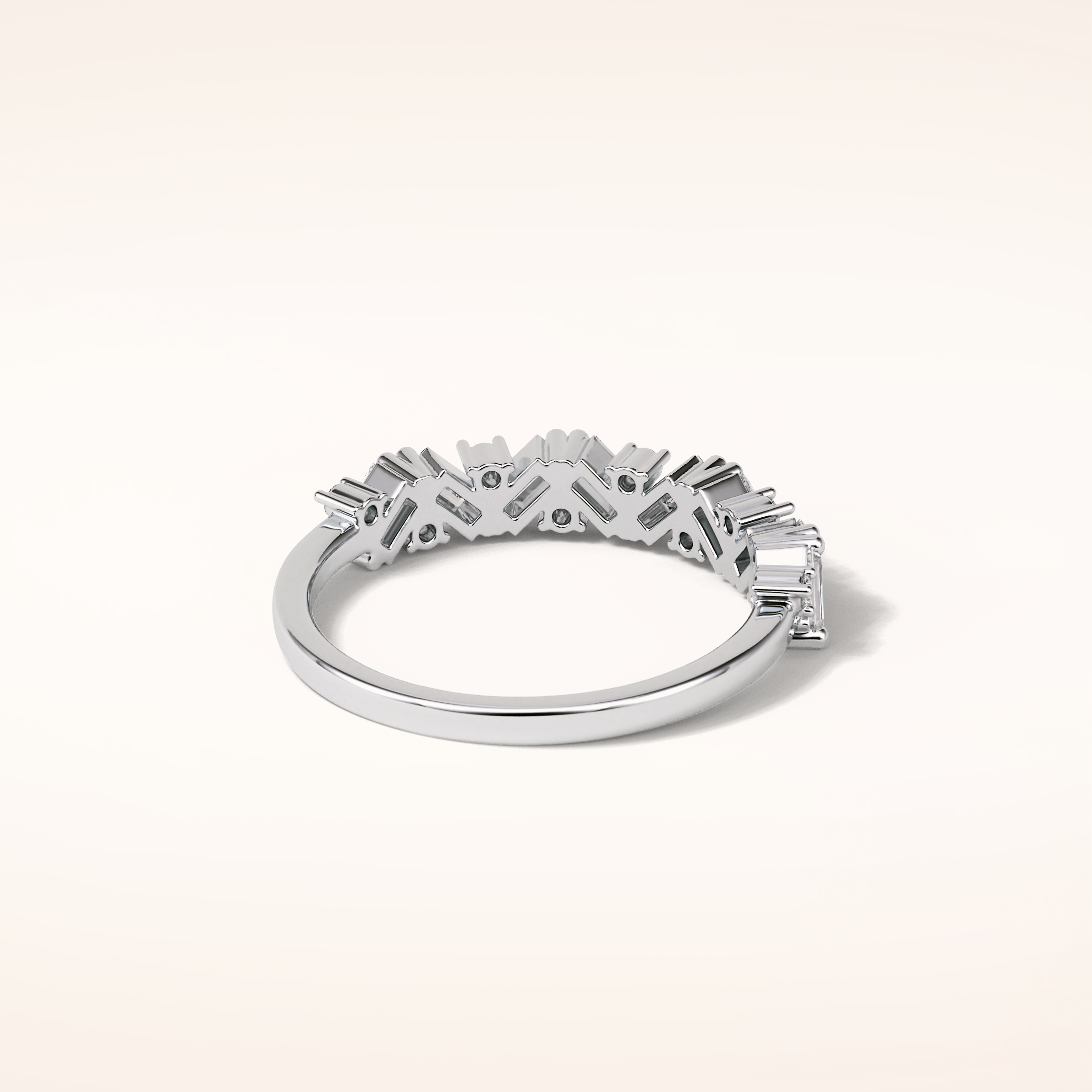 0.44 Baguette & Round Shaped Moissanite Half Eternity Wedding Band