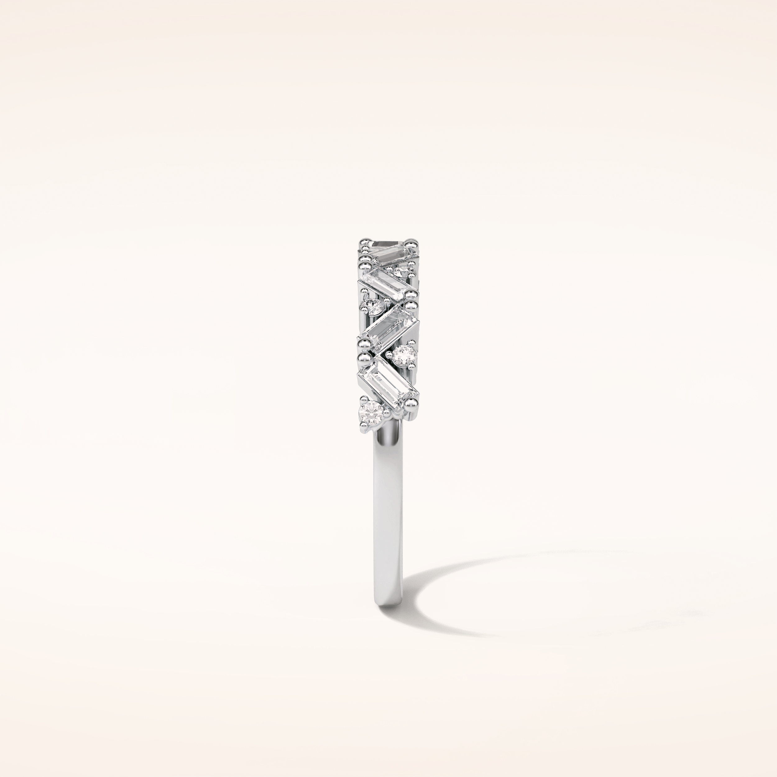 0.44 Baguette & Round Shaped Moissanite Half Eternity Wedding Band