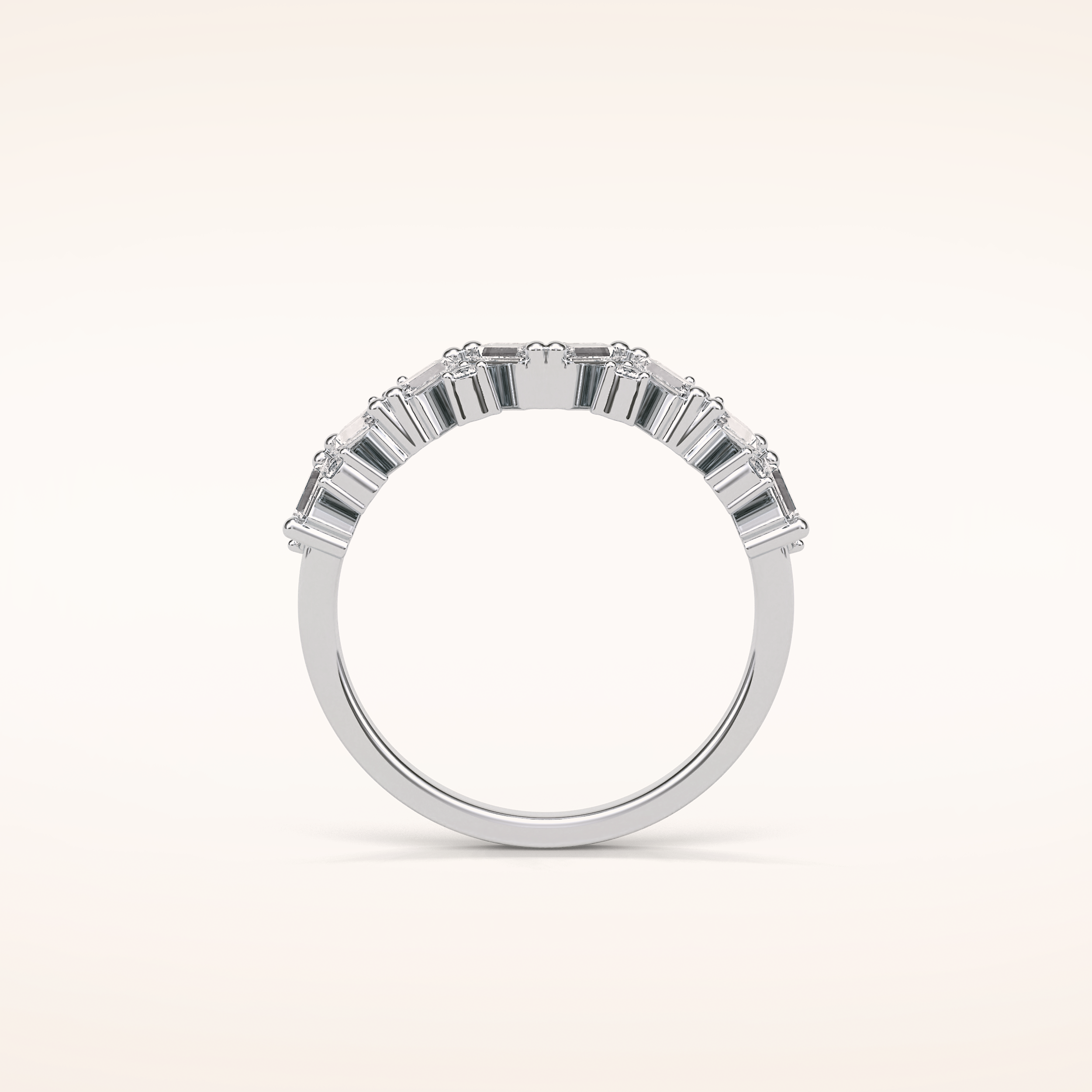 0.44 Baguette & Round Shaped Moissanite Half Eternity Wedding Band