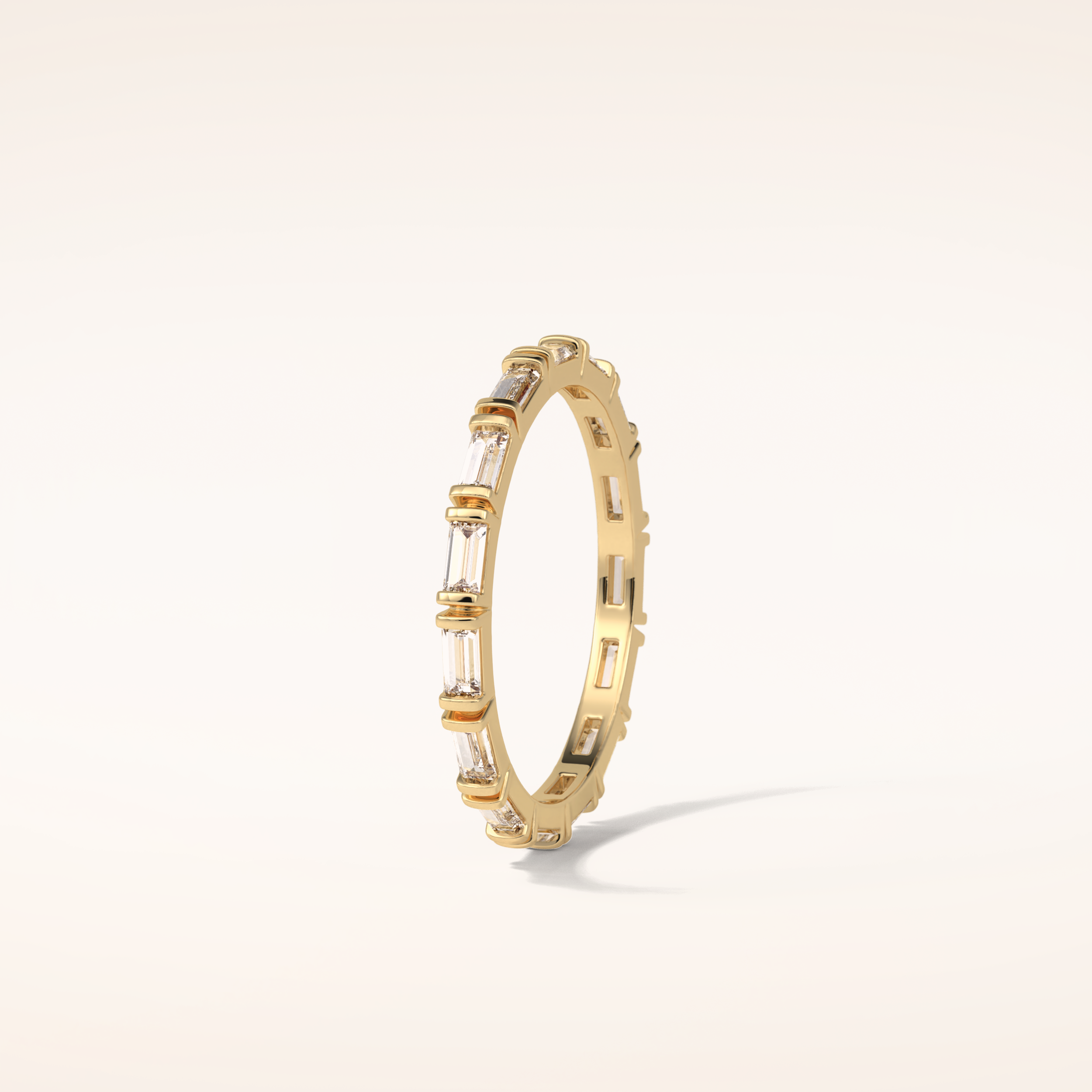 0.66 Baguette Shaped Moissanite Half Eternity Wedding Band