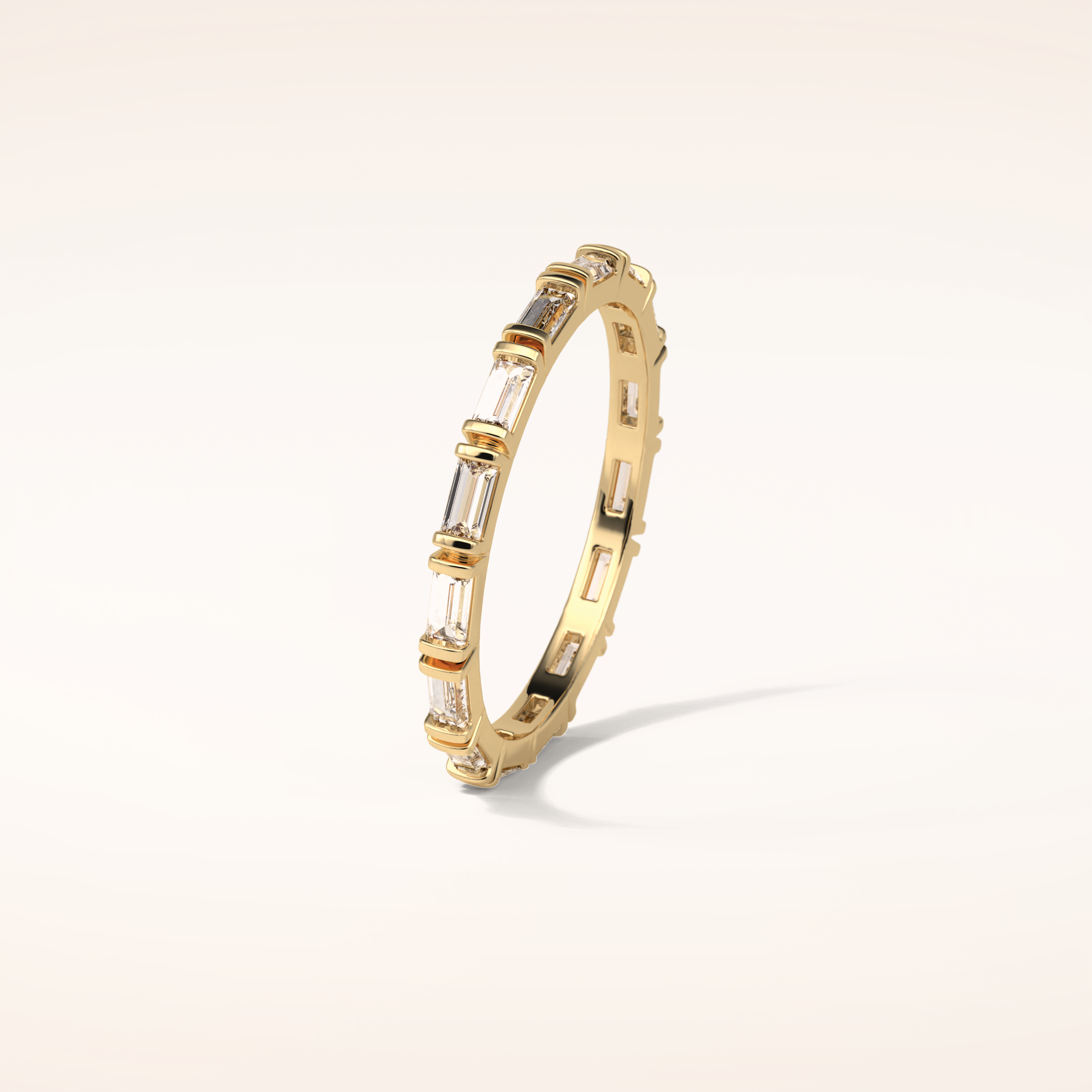 0.66 Baguette Shaped Moissanite Half Eternity Wedding Band