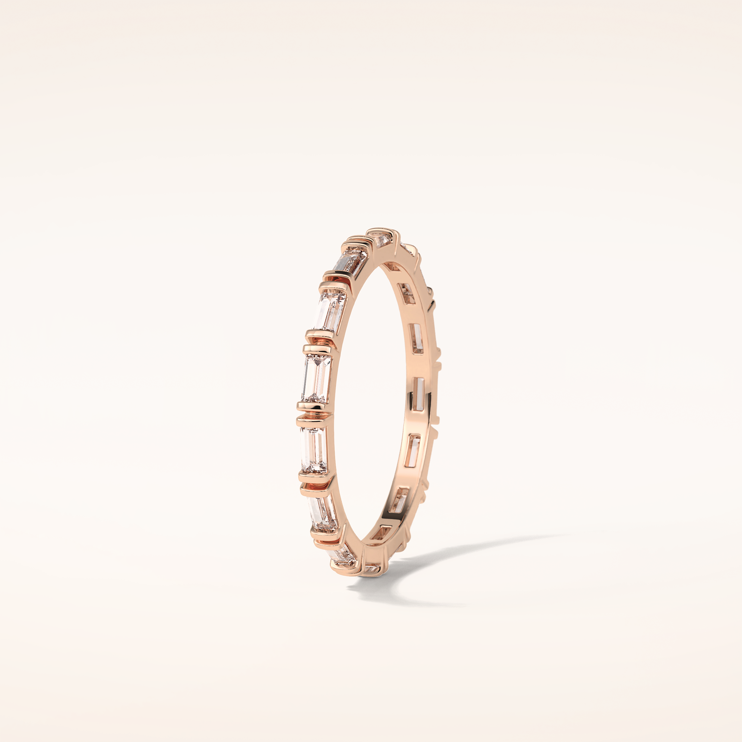 0.66 Baguette Shaped Moissanite Half Eternity Wedding Band