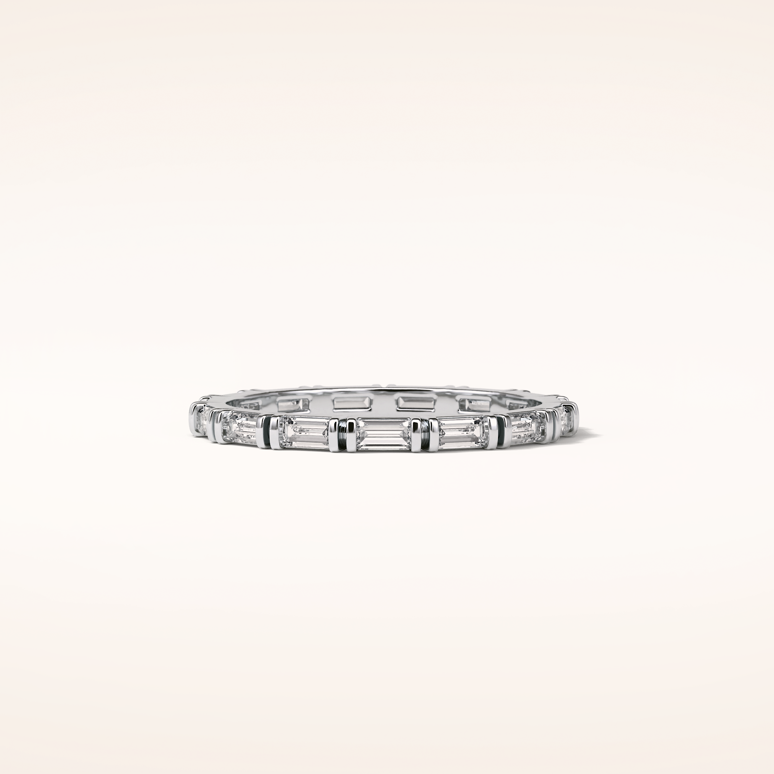 0.66 Baguette Shaped Moissanite Half Eternity Wedding Band