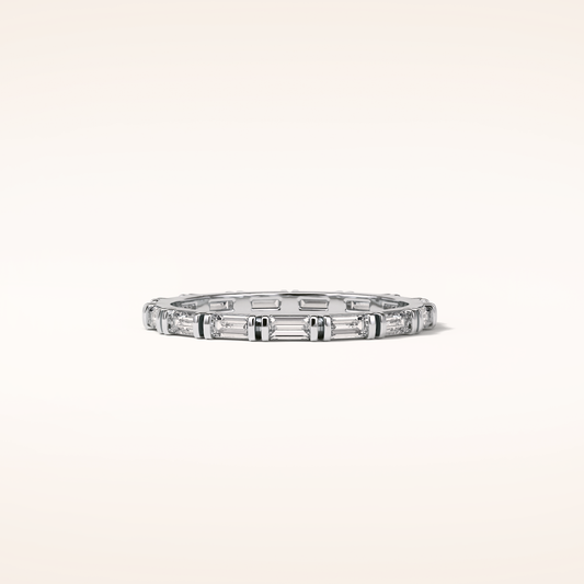 0.66 Baguette Shaped Moissanite Half Eternity Wedding Band