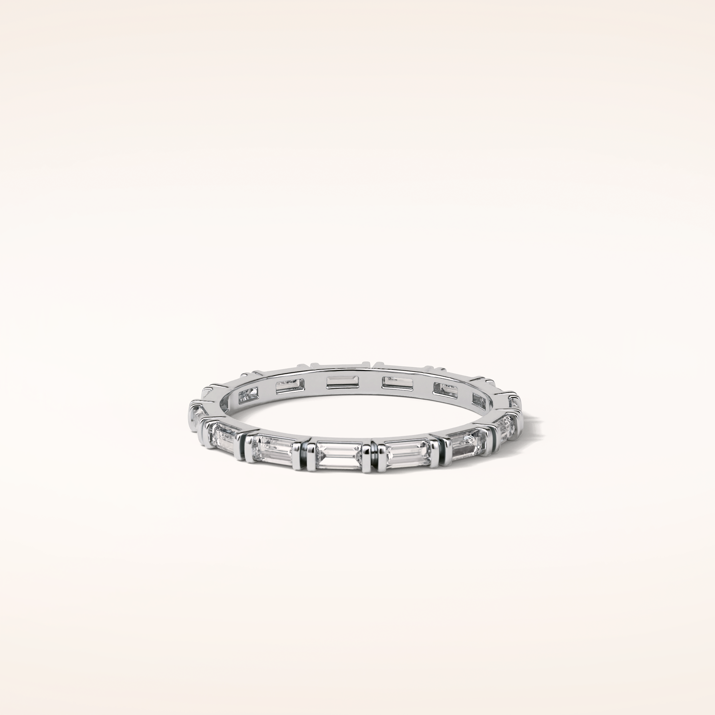 0.66 Baguette Shaped Moissanite Half Eternity Wedding Band