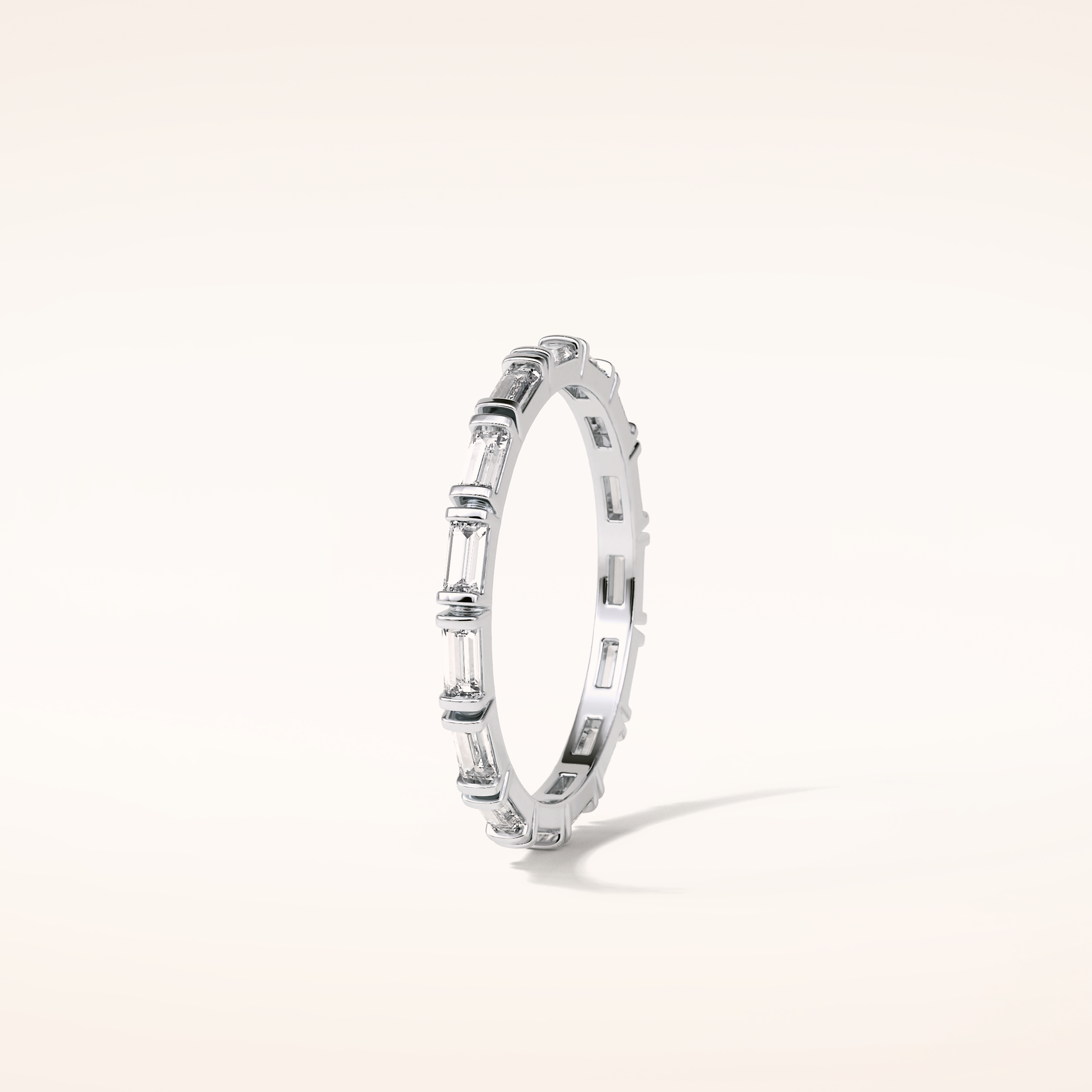 0.66 Baguette Shaped Moissanite Half Eternity Wedding Band