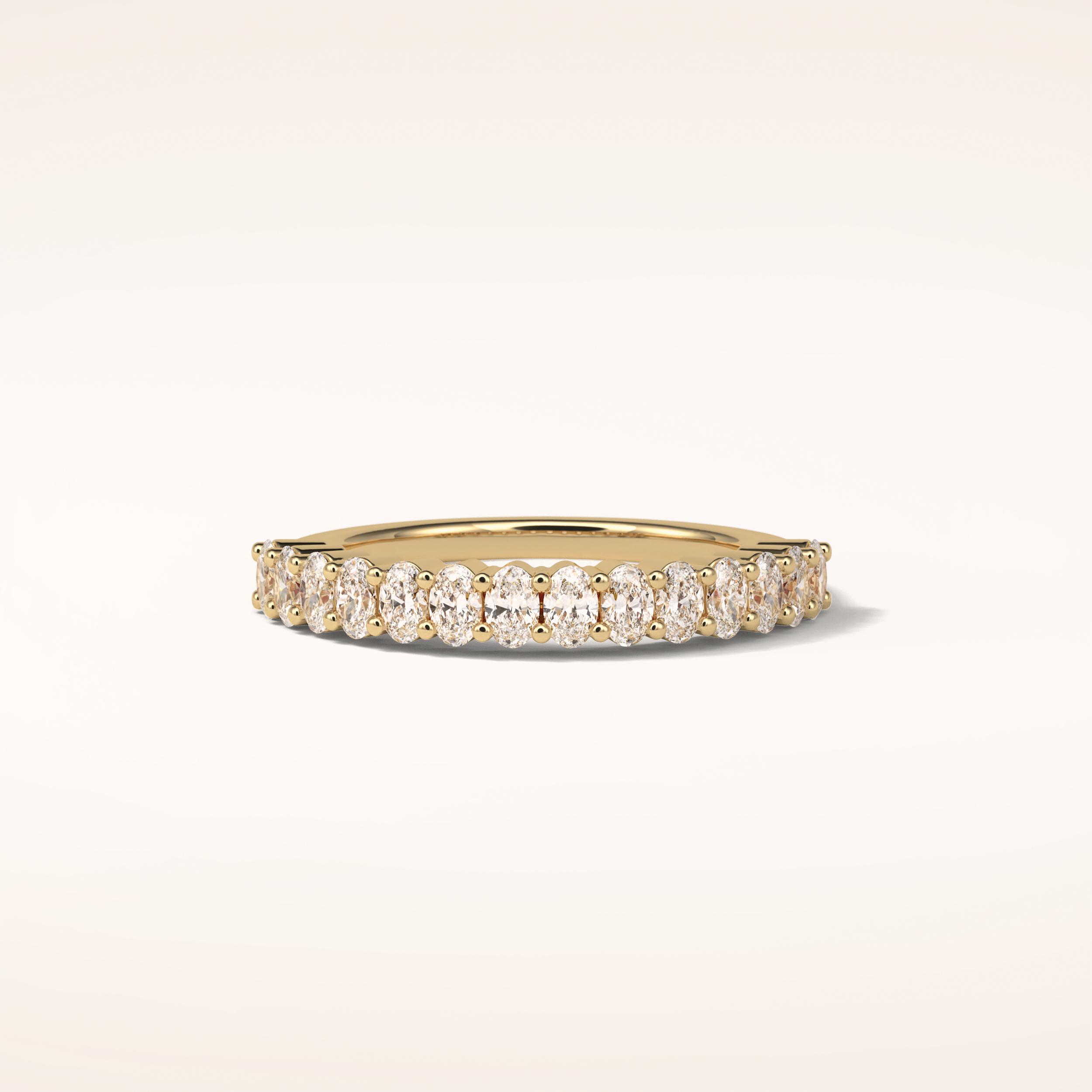 3.5 Oval Shaped Moissanite Half Eternity Wedding Band