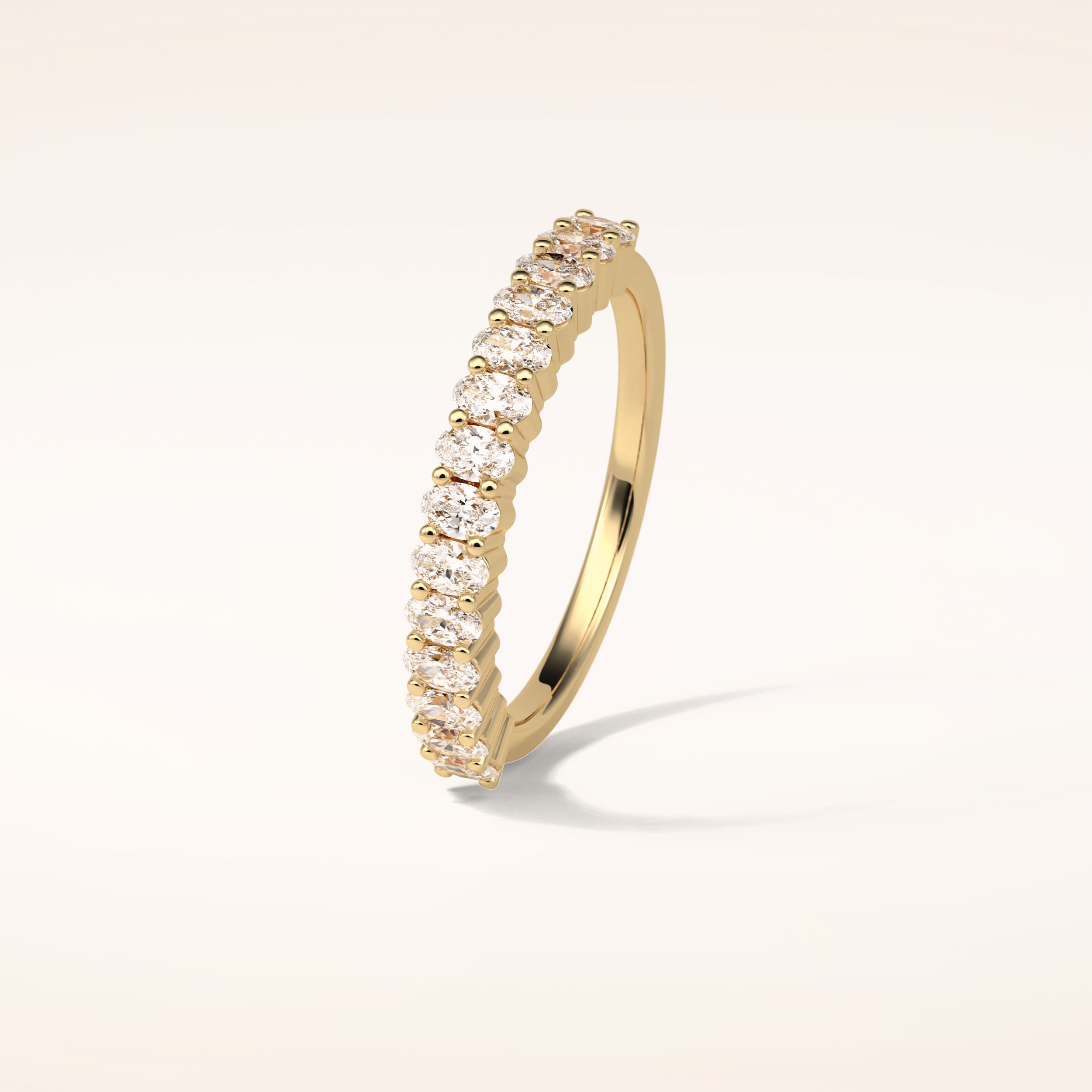 3.5 Oval Shaped Moissanite Half Eternity Wedding Band