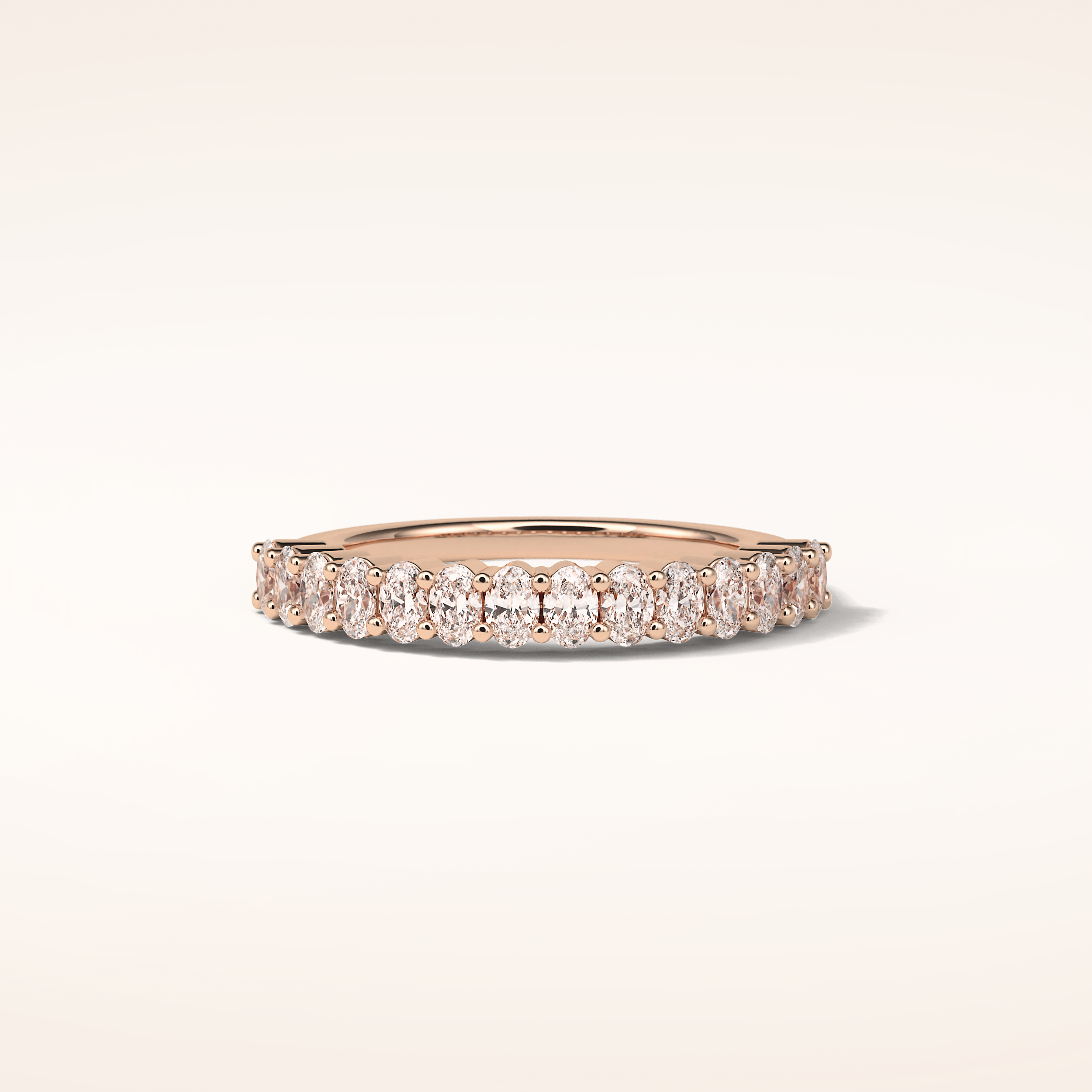 3.5 Oval Shaped Moissanite Half Eternity Wedding Band