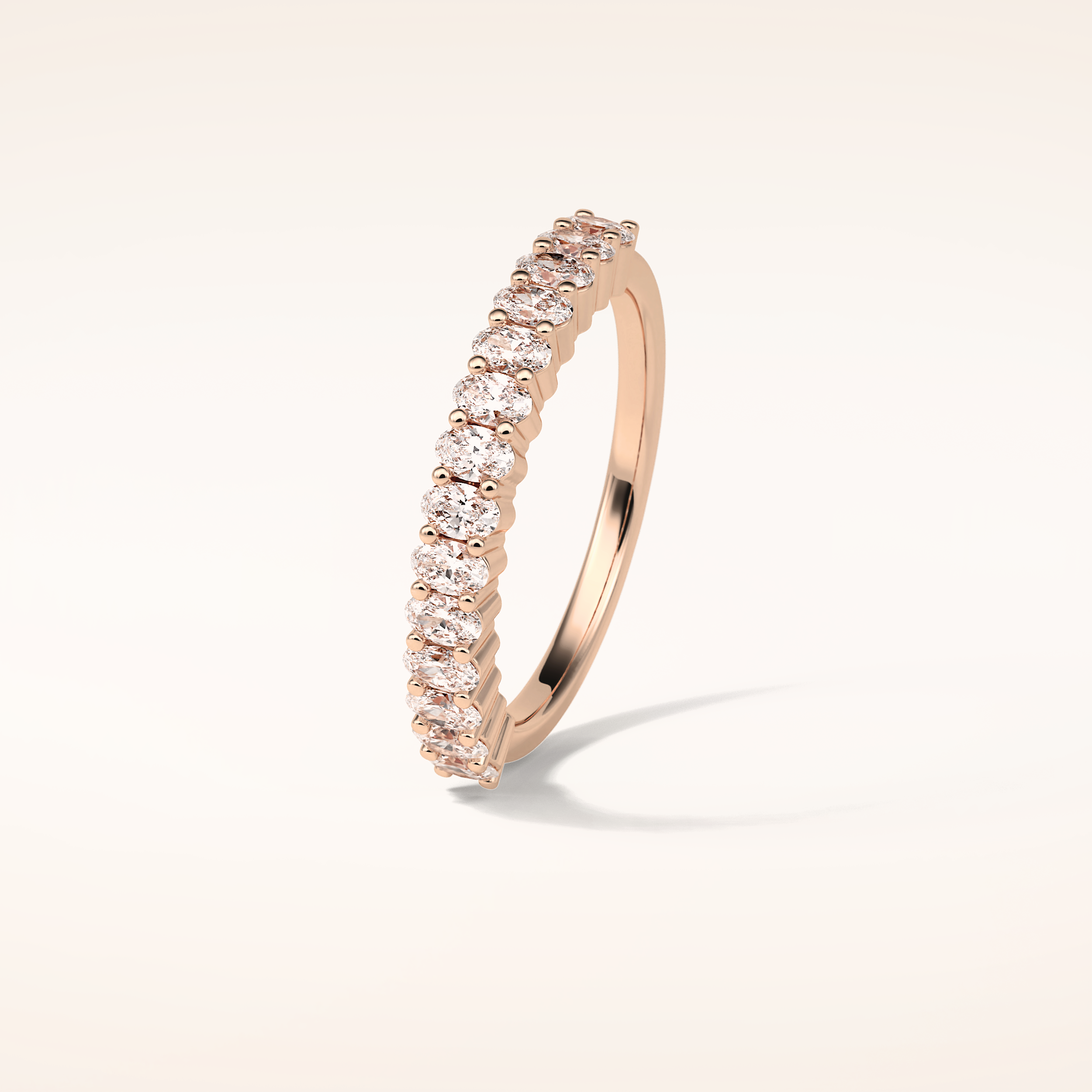 3.5 Oval Shaped Moissanite Half Eternity Wedding Band