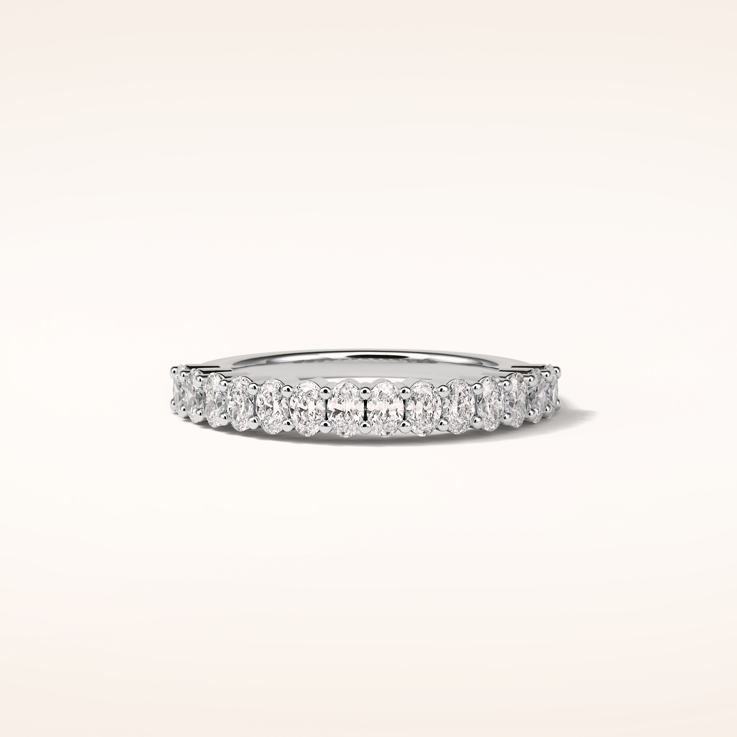 3.5 Oval Shaped Moissanite Half Eternity Wedding Band