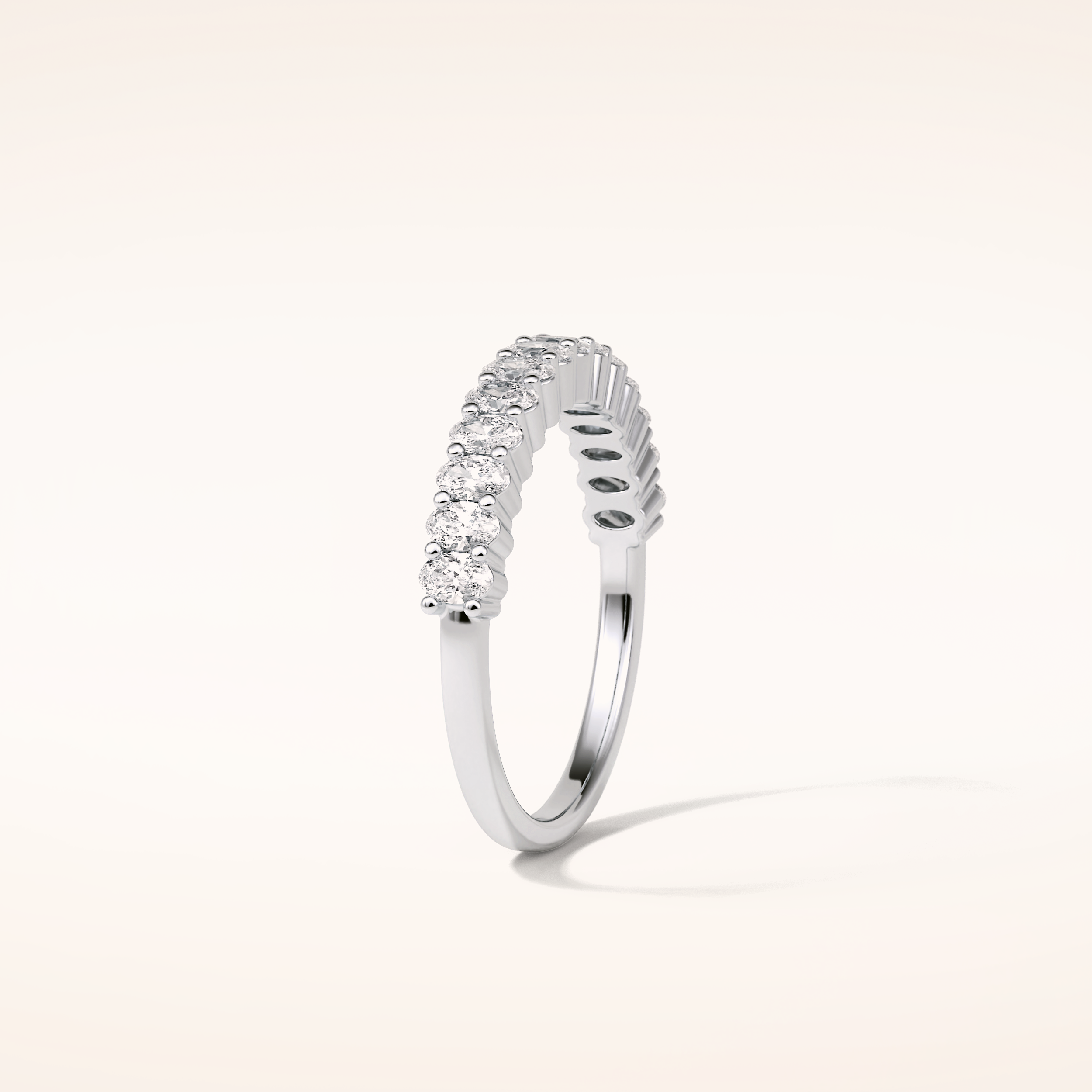 3.5 Oval Shaped Moissanite Half Eternity Wedding Band