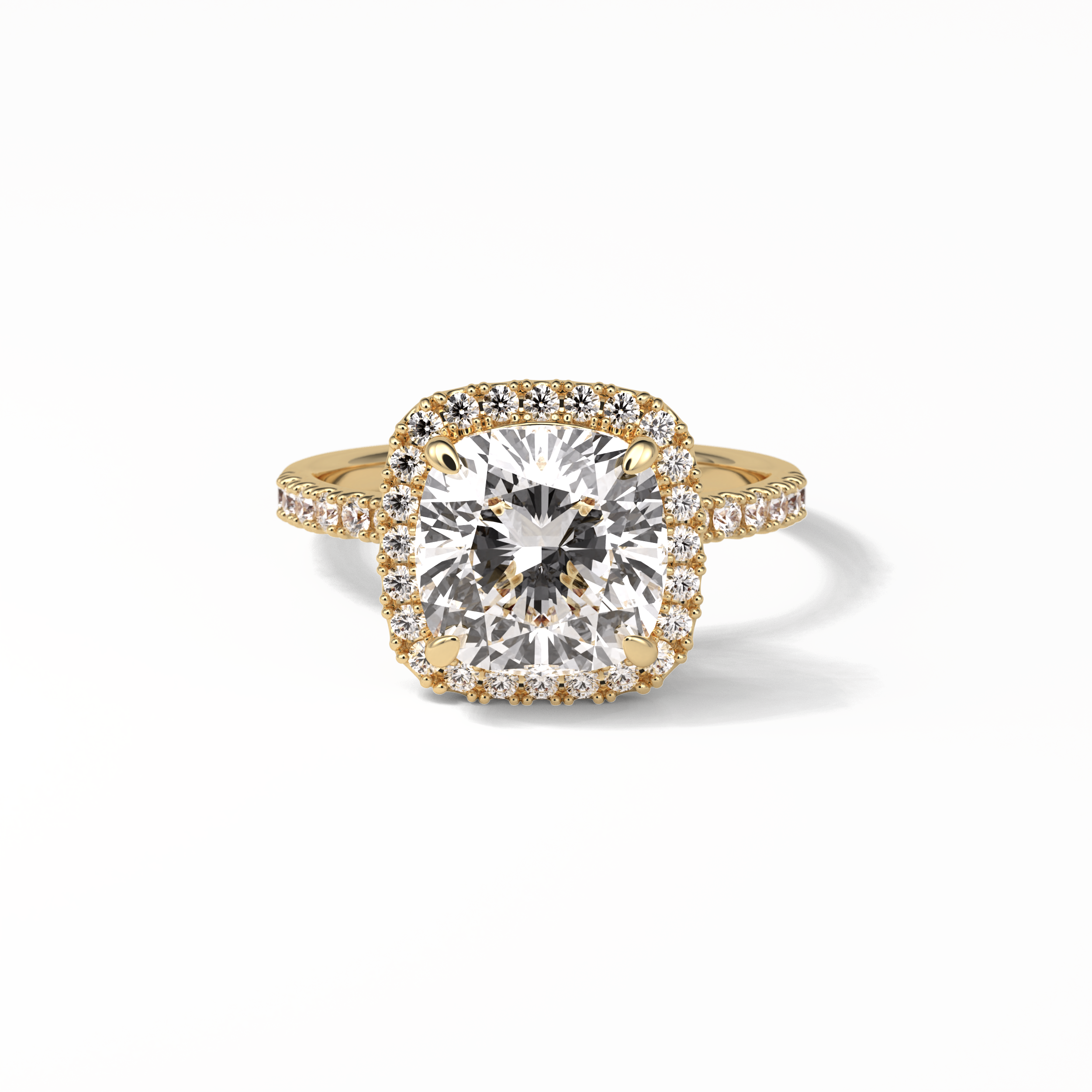 Cushion Pave & Halo Lab Grown Diamond Engagement Ring