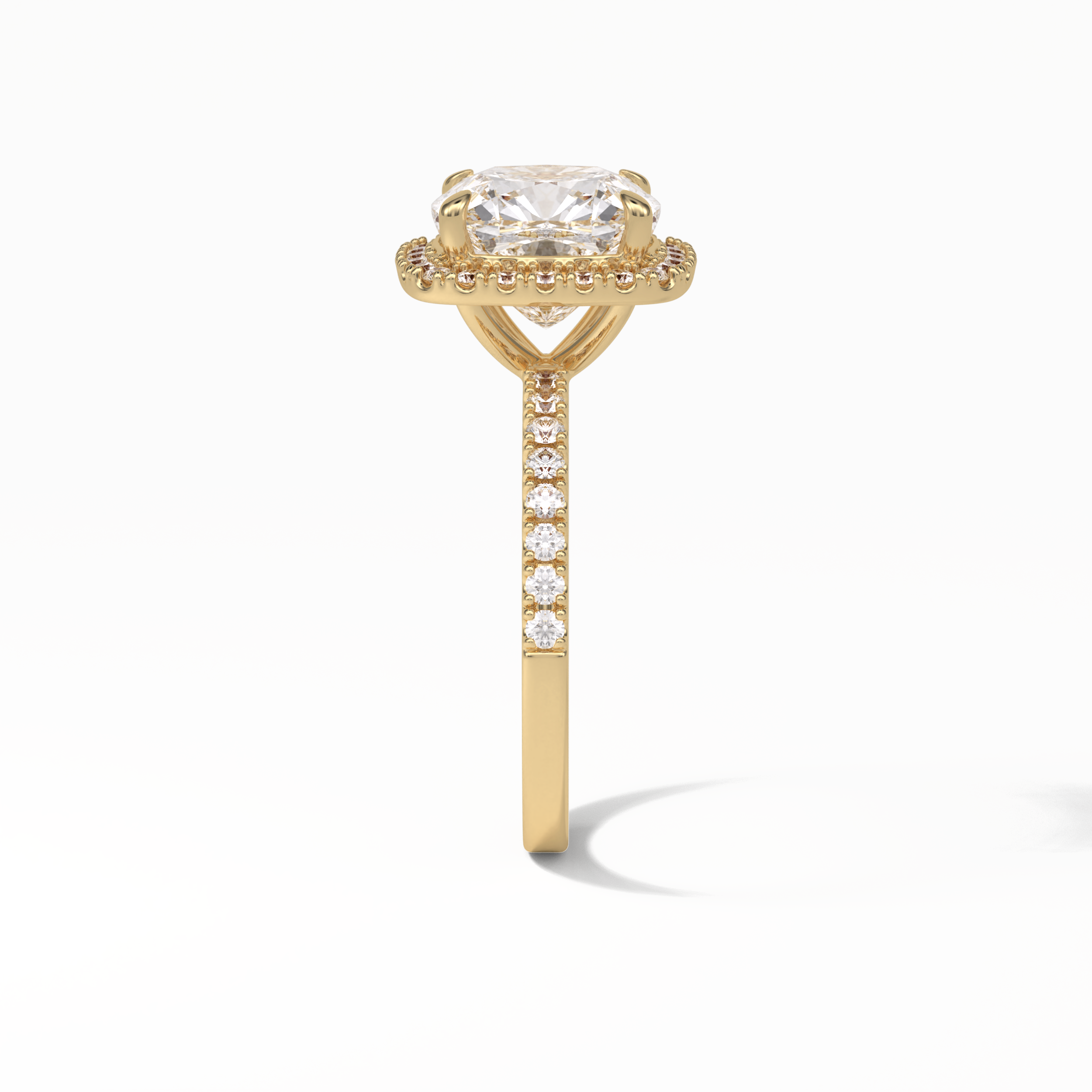 Cushion Pave & Halo Lab Grown Diamond Engagement Ring