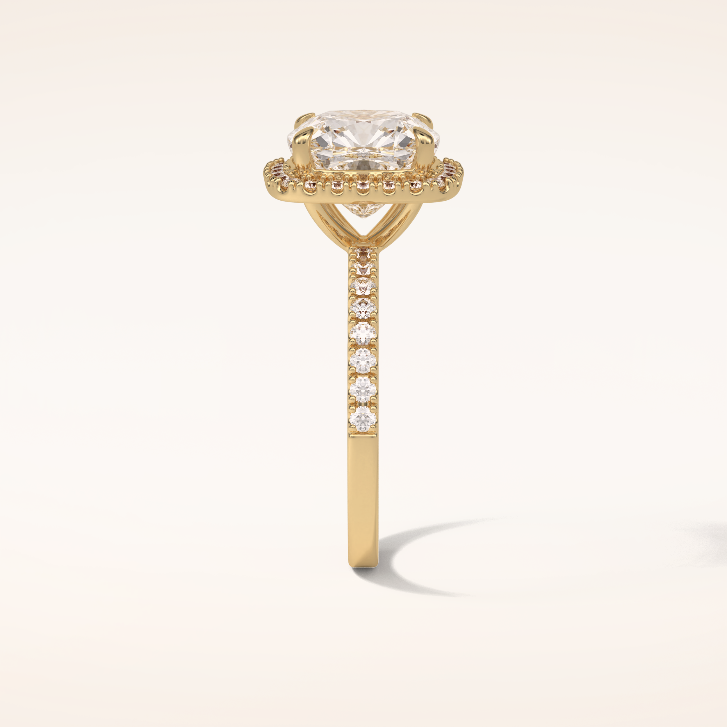 3 CT Cushion Shaped Halo & Pave Moissanite Engagement Ring