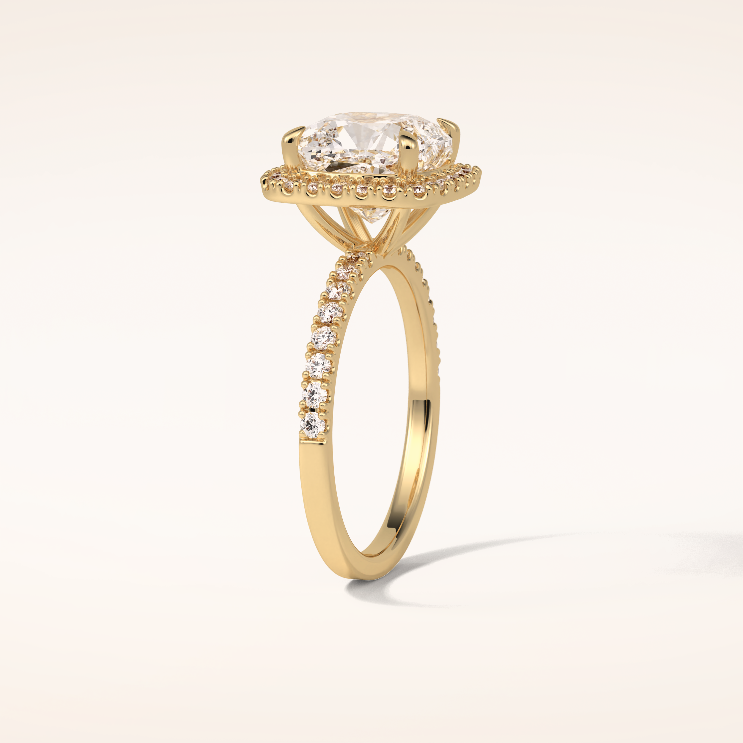 3 CT Cushion Shaped Halo & Pave Moissanite Engagement Ring